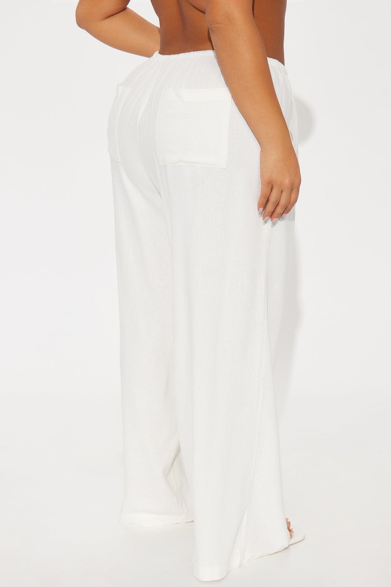 Seaside Soiree Wide Leg Linen Pant - Ivory Product Image