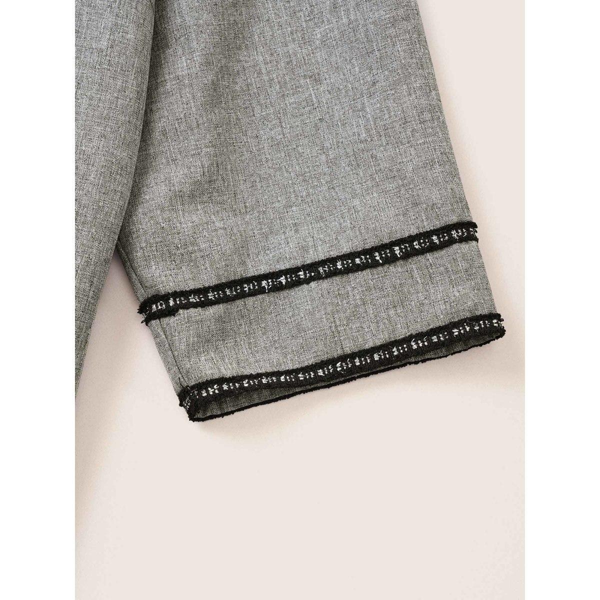 Plus Size Shirt Collar Patchwork Contrast Belted Dress Gray Women At the Office Non Shirt collar Elbow-length sleeve Curvy Midi Dress BloomChic 26/4X Product Image