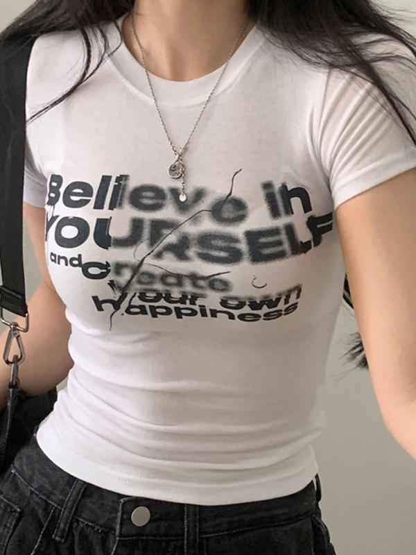 Letter Print Short Sleeve Tee Product Image