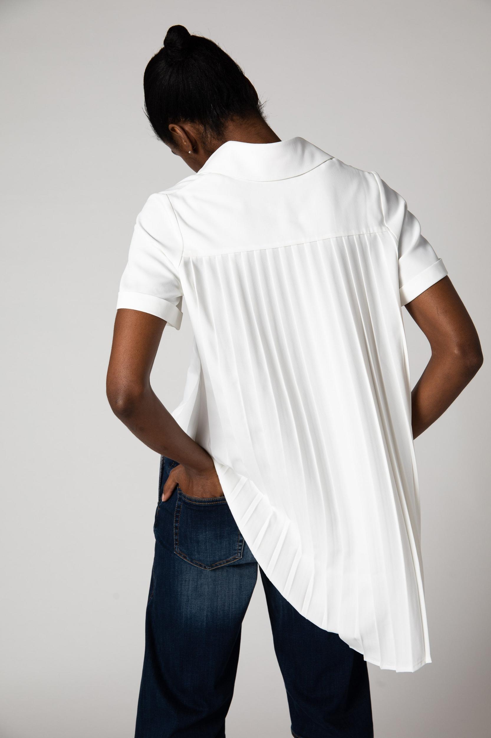 Petite Look In The Back Pleated Blouse Product Image