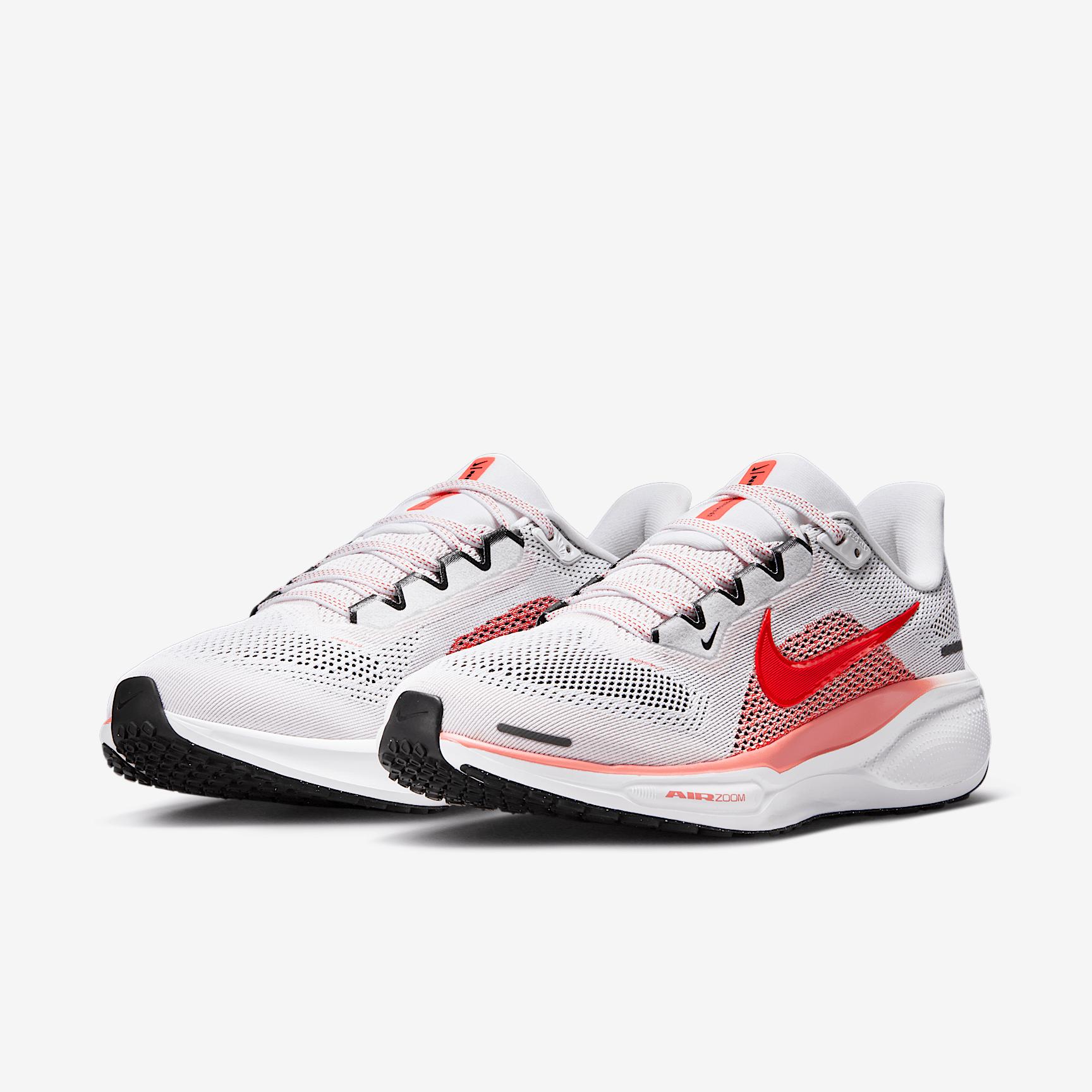 Nike Womens Pegasus 41 Running Shoes in White/Bright Crimson/Magic Ember Product Image