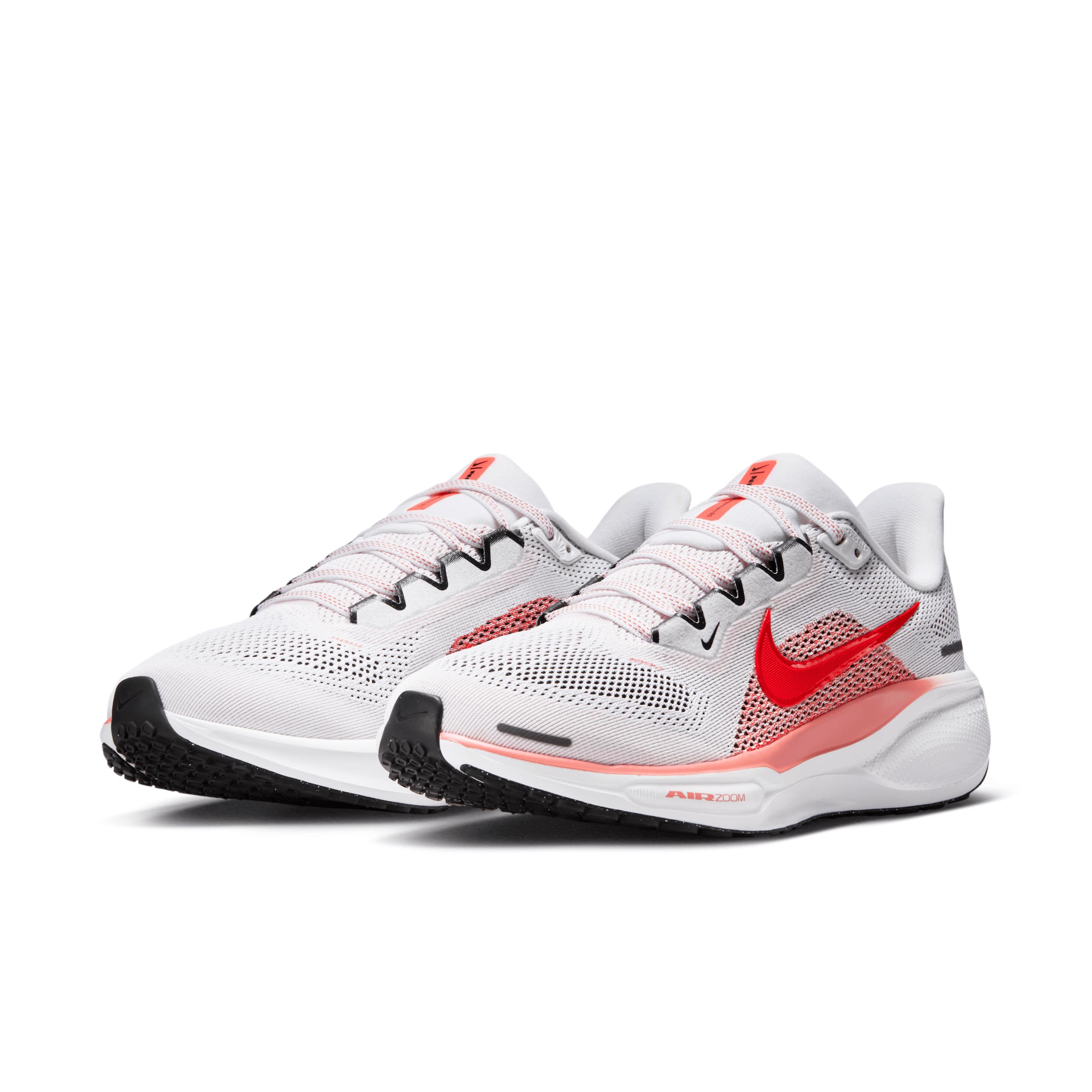 Nike Womens Pegasus 41 Running Shoes in White/Bright Crimson/Magic Ember Product Image