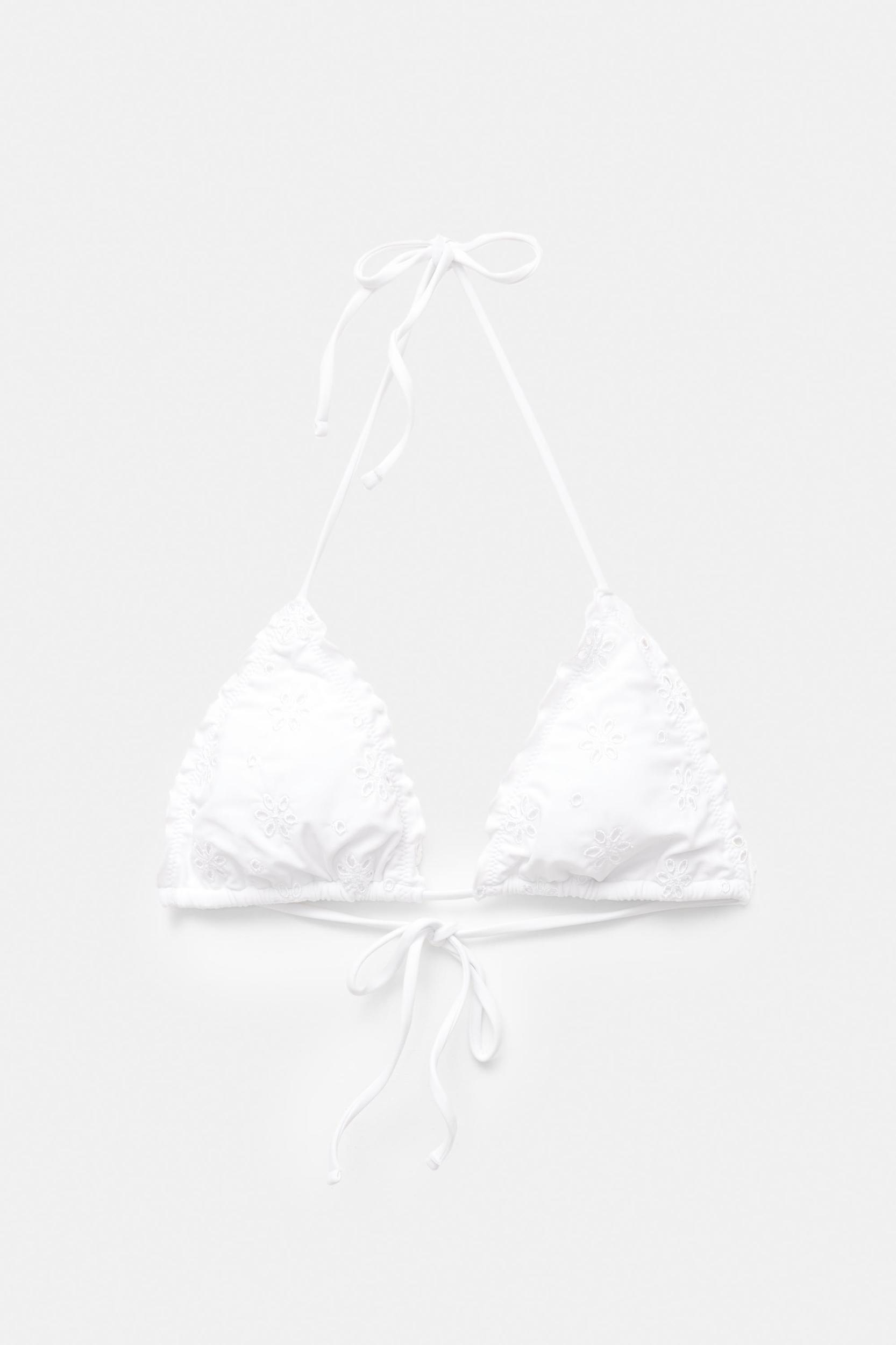 Embroidered triangle bikini top Product Image