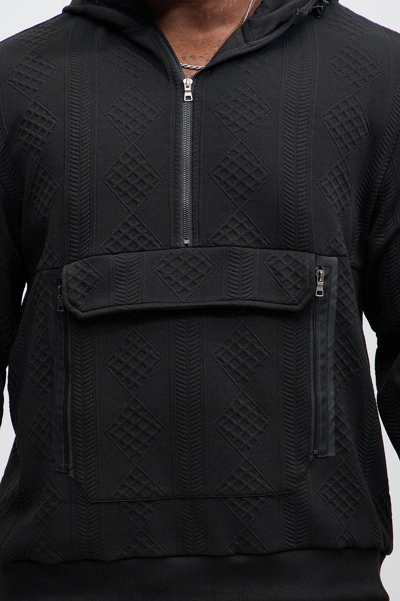 Practical Quarter Zip Hoodie - Black Product Image