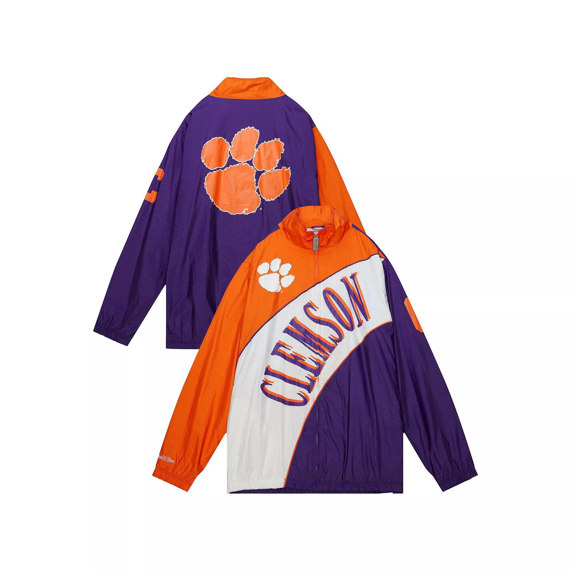 Men's Mitchell & Ness  Purple/Orange Clemson Tigers Arched Retro Lined Full-Zip Windbreaker Jacket, Size: Medium Product Image
