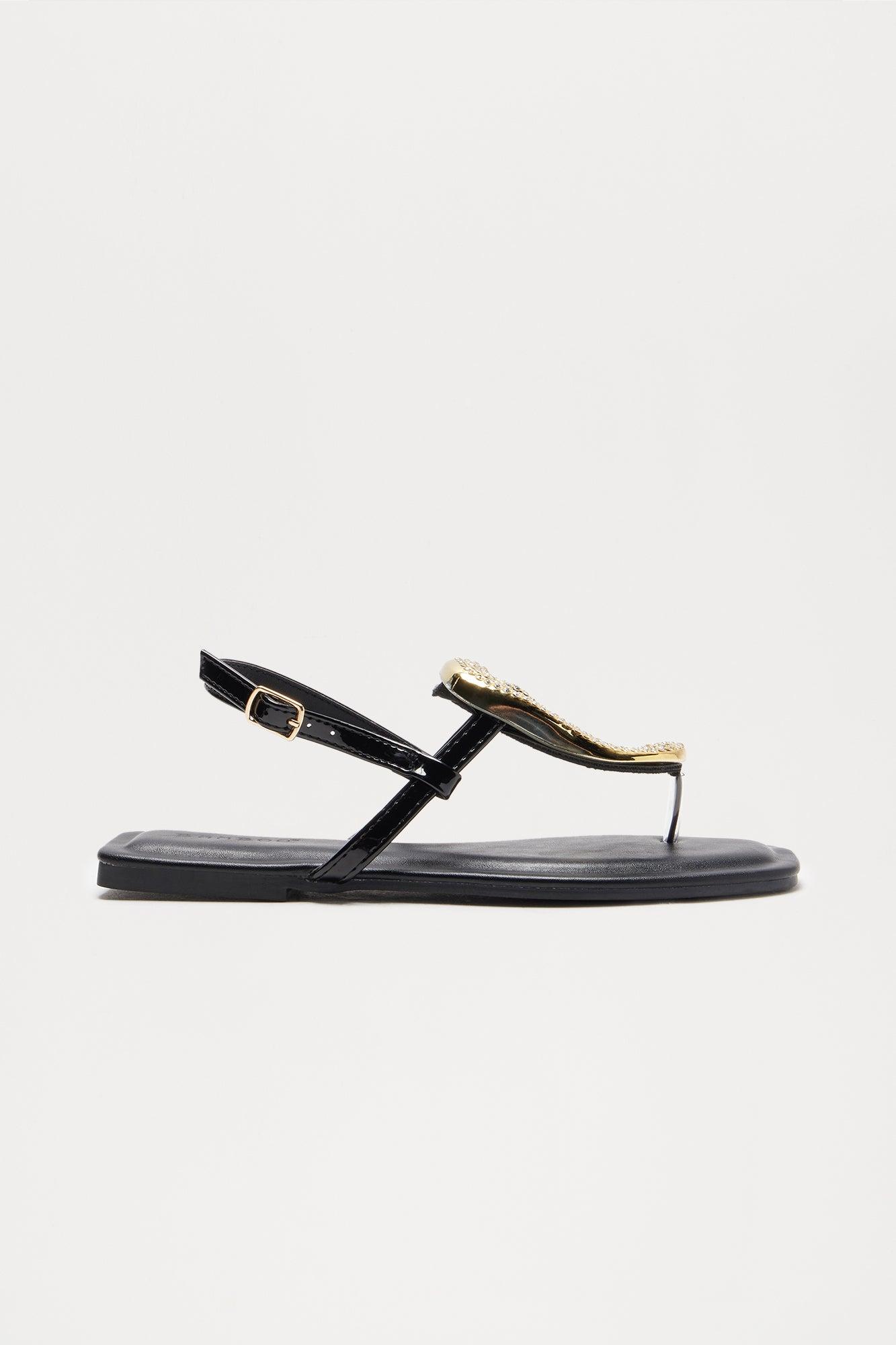 Deia Rhinestone Sandals - Black Product Image