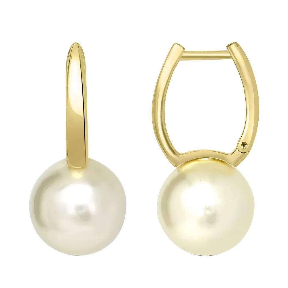 Gemistry 14k Gold Over Sterling Silver Stone Ball Huggie Earrings, Women's, White Product Image