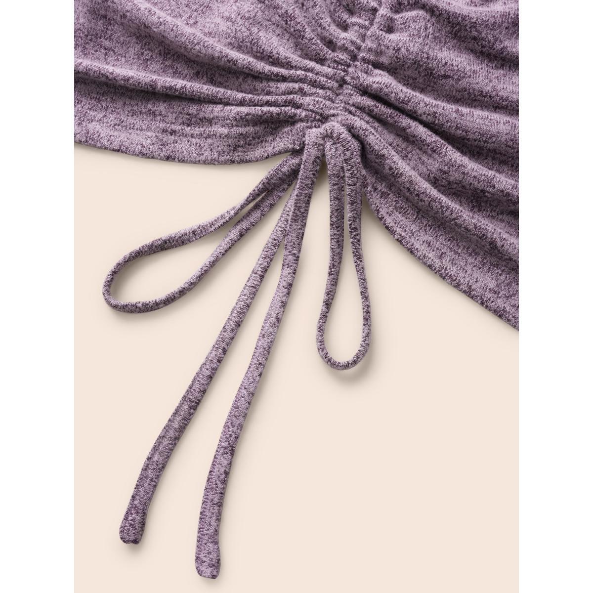 Plus Size Crew Neck Heather Drawstring T-shirt Deeppurplered Women Casual Drawstring Round Neck Bodycon Everyday T-shirts BloomChic 30/6X Product Image