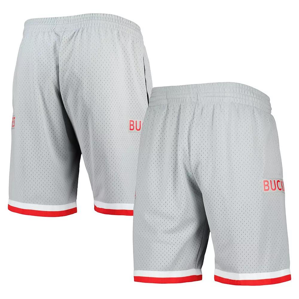 Men's Mitchell & Ness Silver Ohio State Buckeyes Authentic Shorts,  Product Image