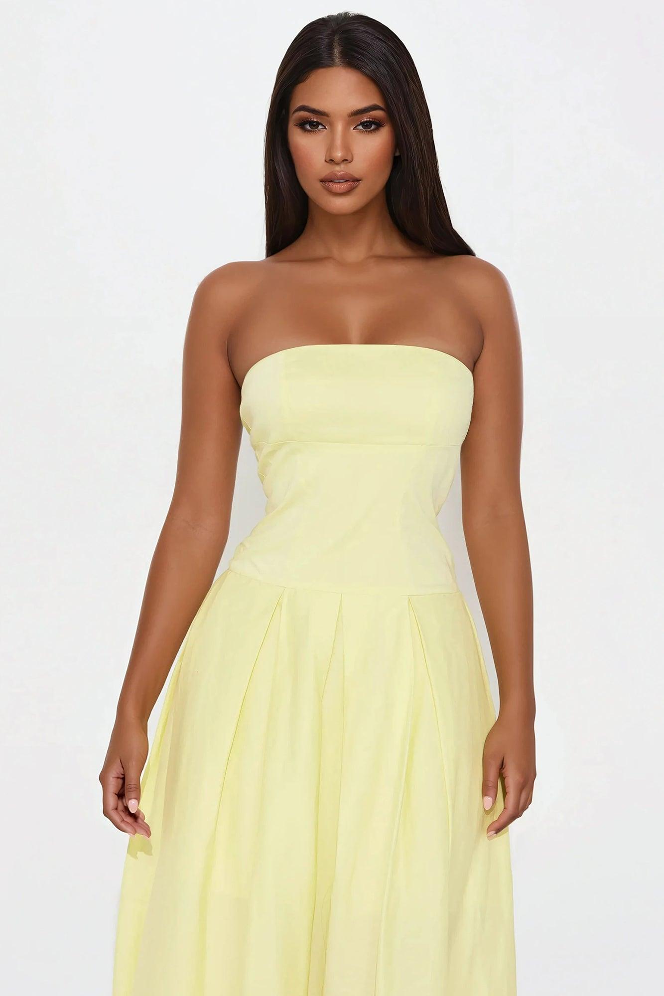 Miranda Poplin Maxi Dress - Yellow Product Image