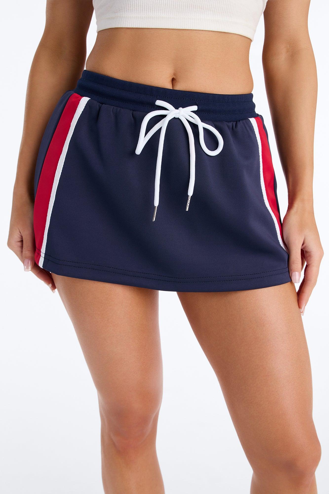 Cool And Sporty Nylon Colorblock Track Skort - Red/combo Female Product Image