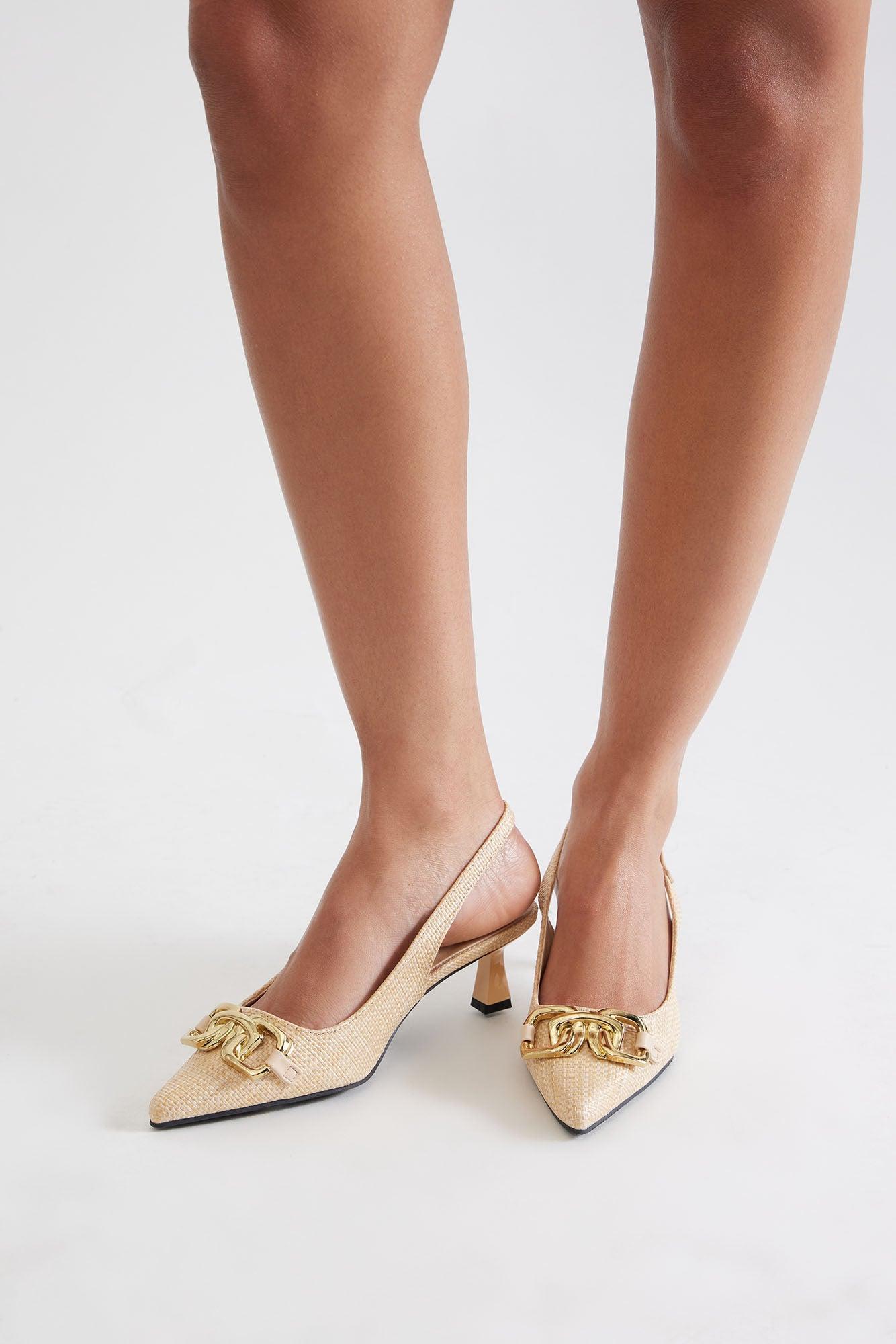 Surya Kitten Heel Pumps - Natural Product Image