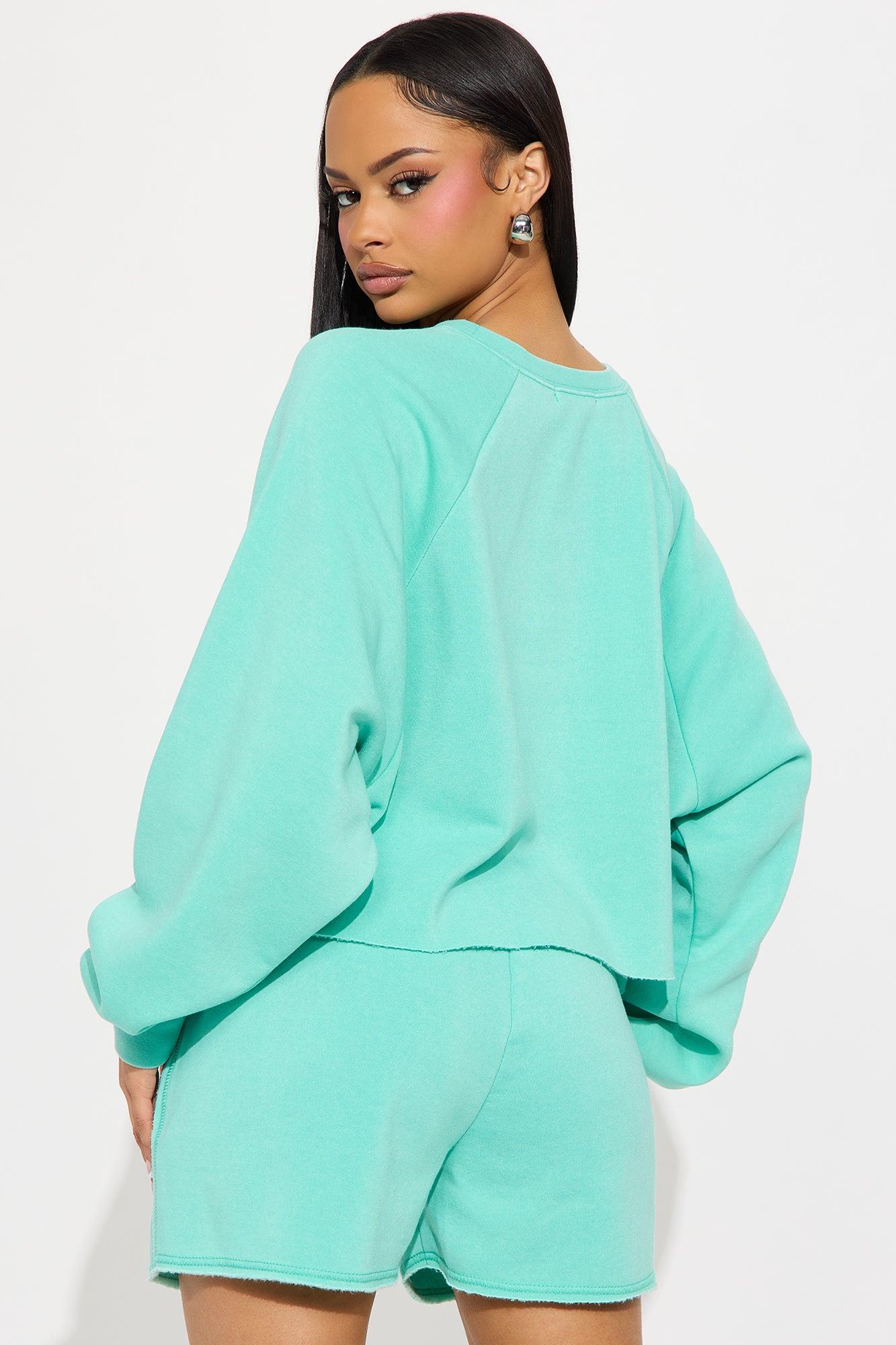 So Soft Washed Fleece Short Set - Turquoise Product Image