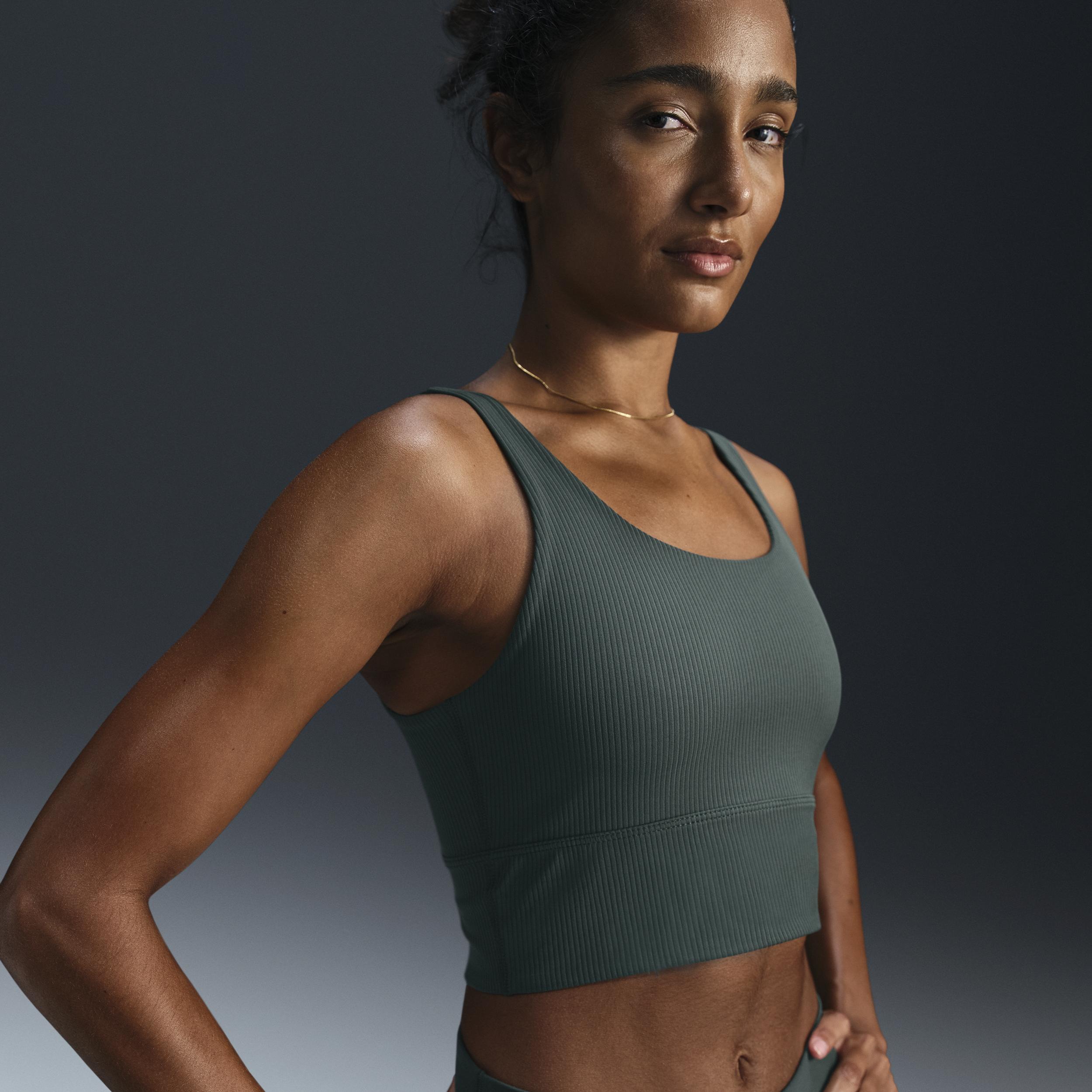 Nike Womens Zenvy Rib Light-Support Padded Longline Sports Bra | HF1542-010 Product Image