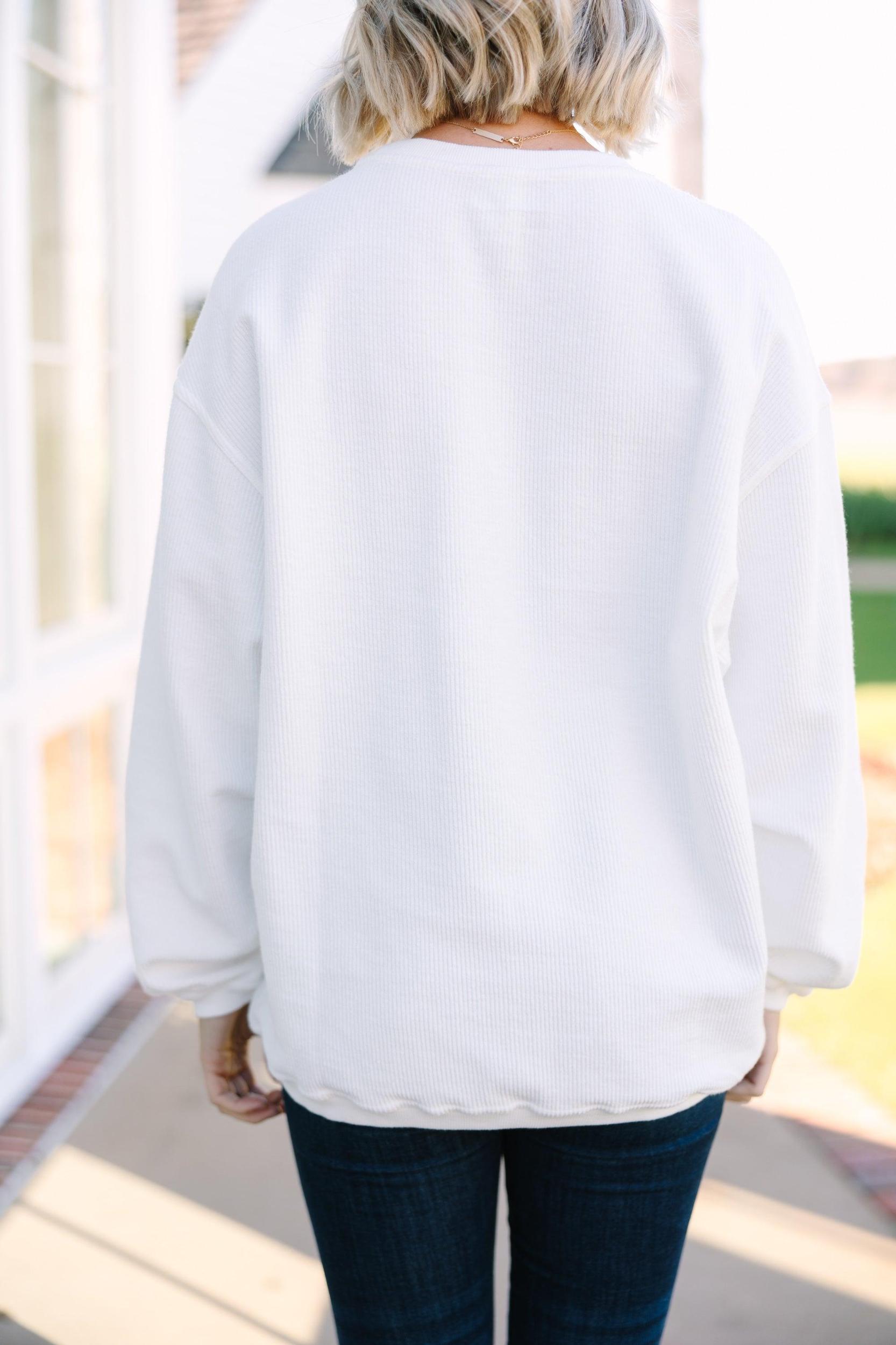 Will You Be Mine White Embroided Sweatshirt Female Product Image