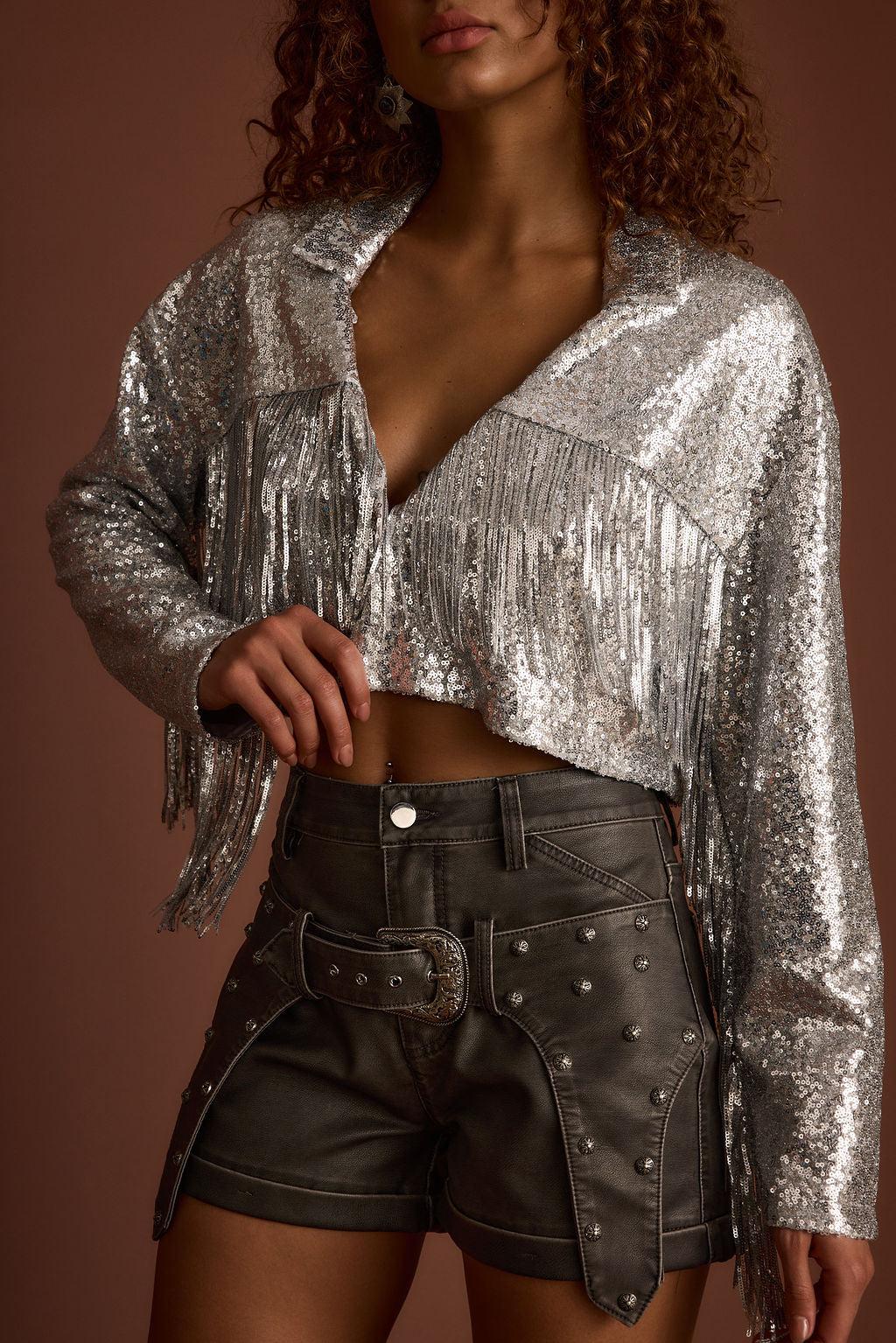 Star Crossed Sequin Fringe Jacket Product Image