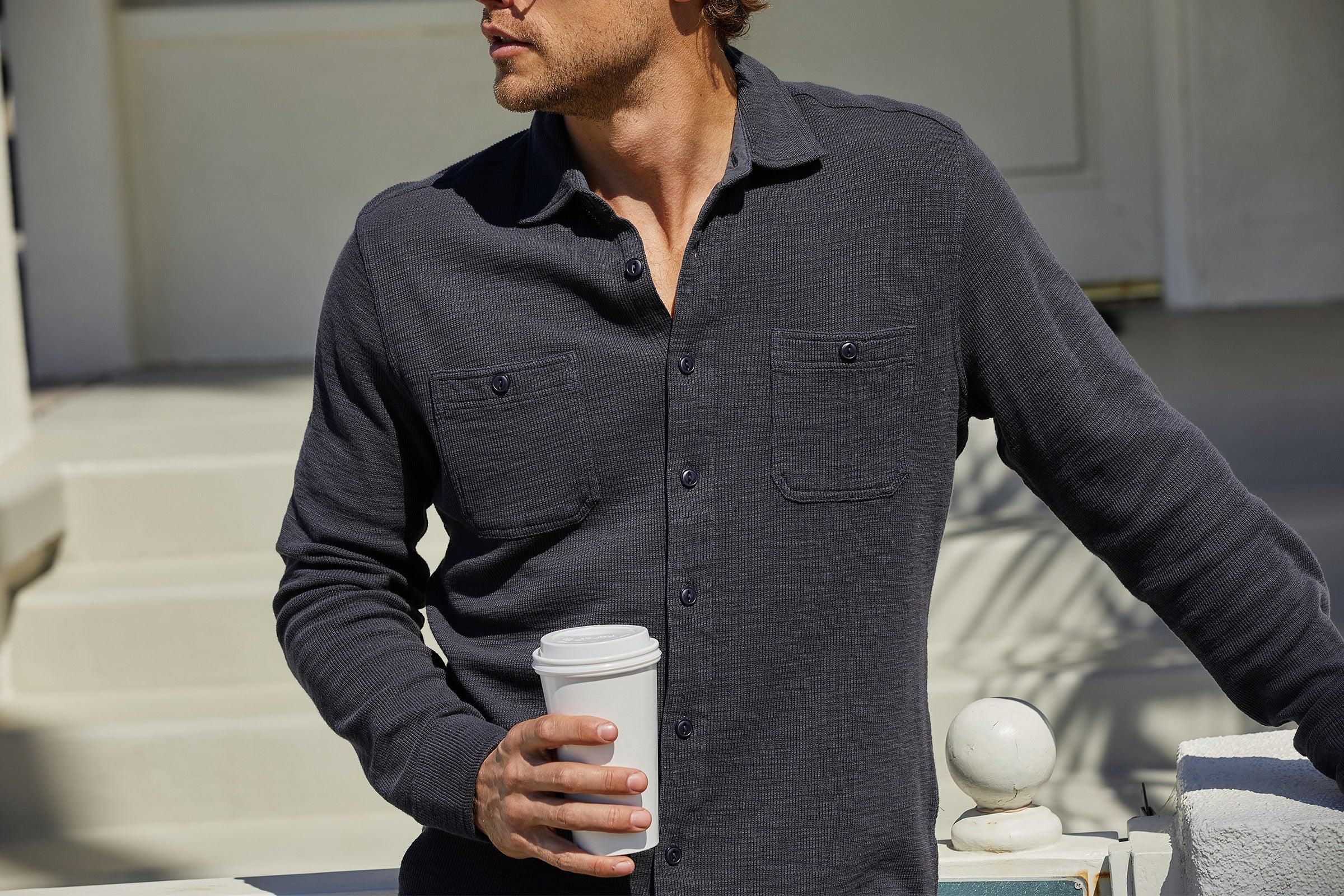 Waffle Hybrid Shirt - Dark Navy (Final Sale)* Product Image