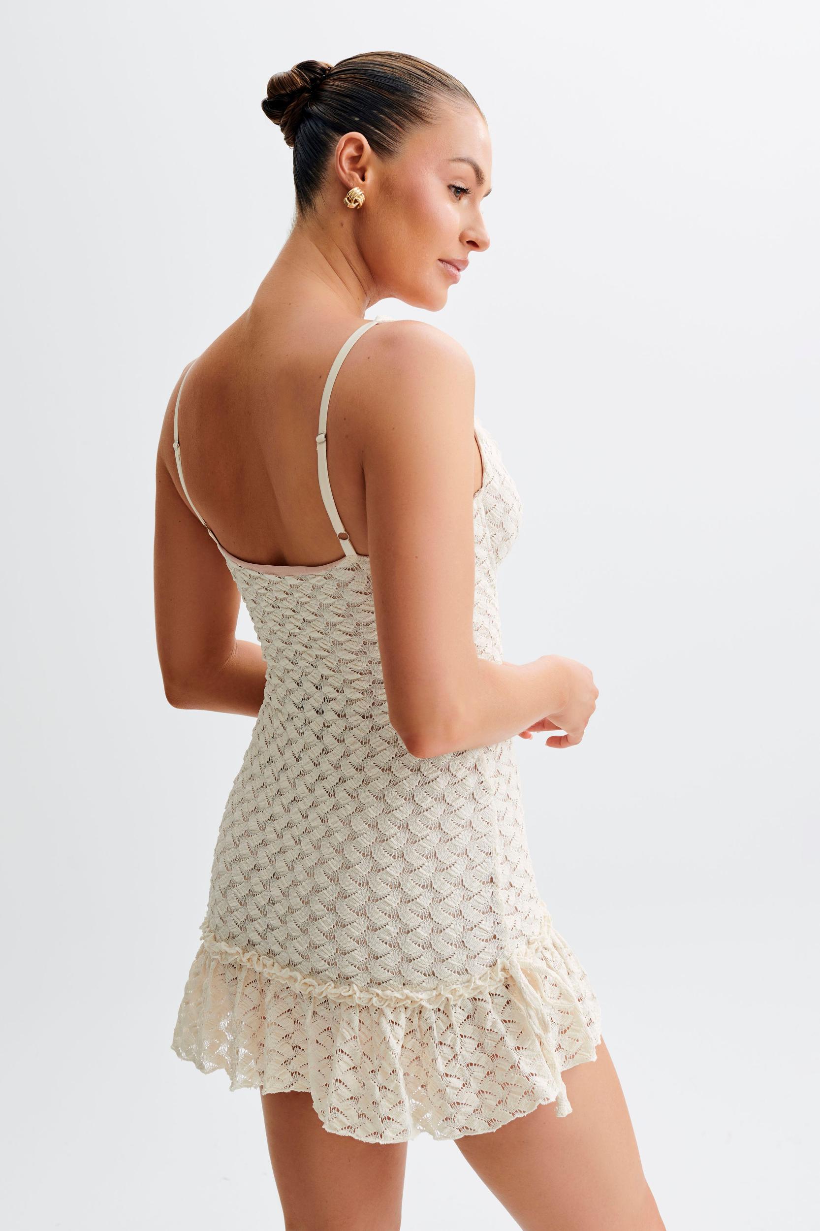 Marietta Cupped Lace Mini Dress - Ivory Product Image