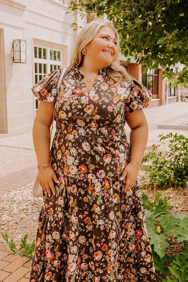 Falling For You Floral Maxi Dress Curves Product Image