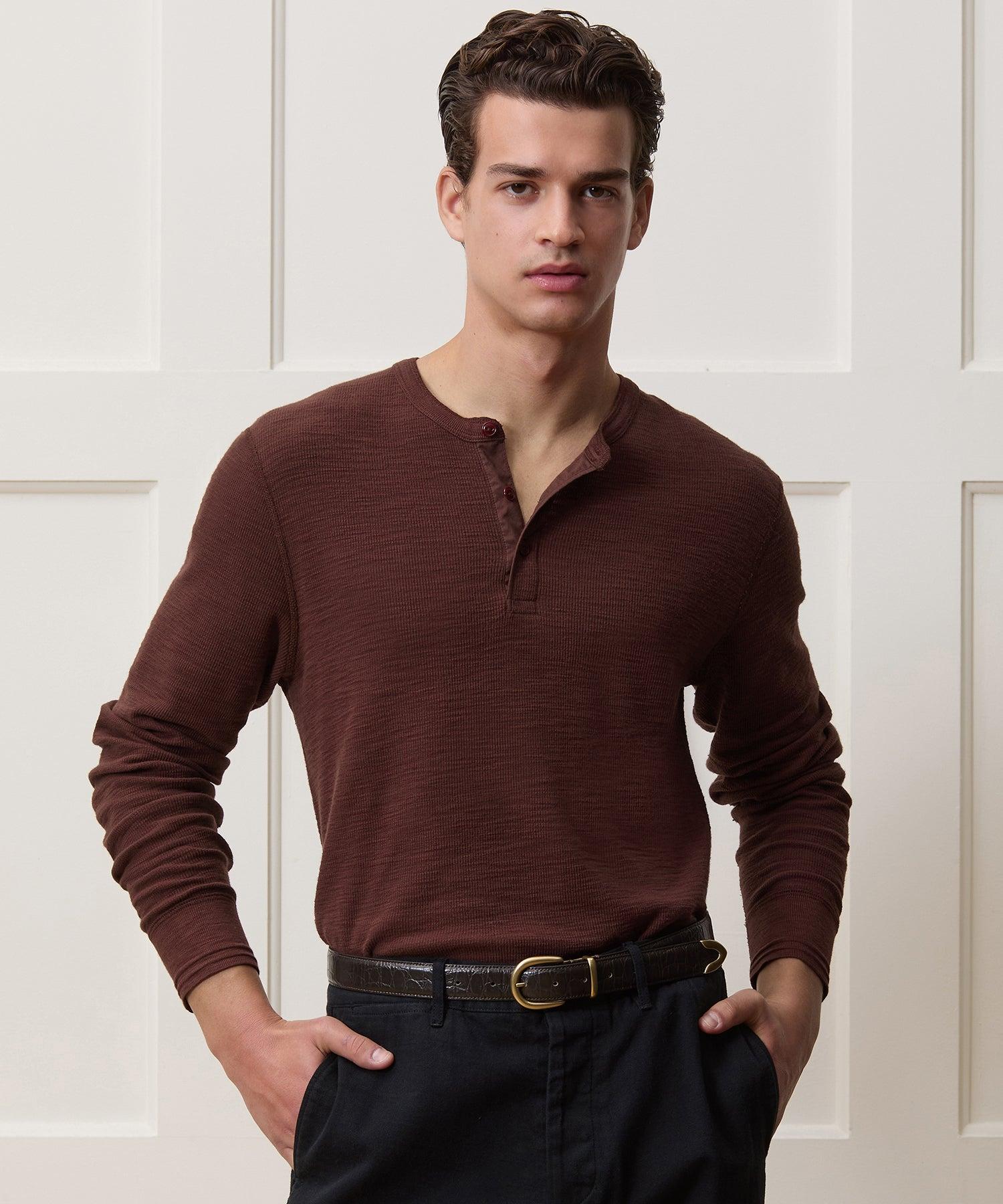 Lightweight Mini Waffle Henley Product Image