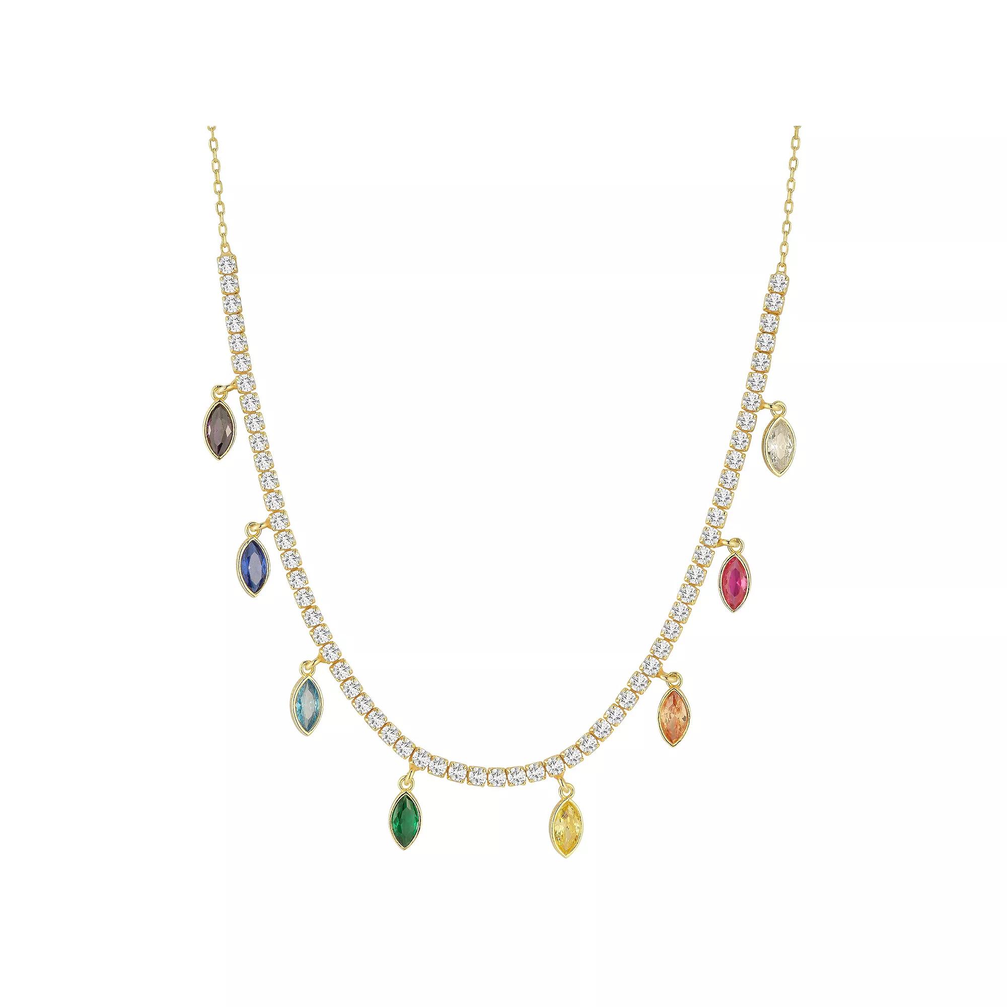 Sunkissed Sterling 14k Gold Over Silver Cubic Zirconia Charm Necklace, Women's, Gold Tone Product Image