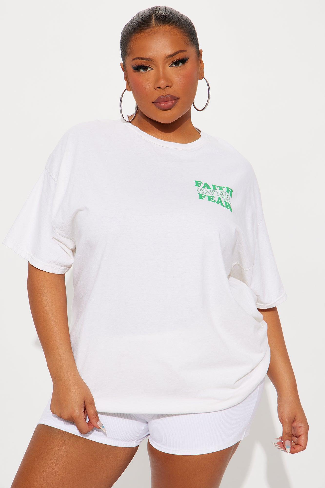 Faith Over Fear Always Washed Oversized Tee - Natural Product Image
