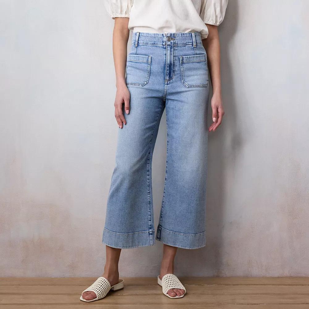 Women's LC Lauren Conrad Super High-Rise Wildflower Wide Leg Cropped Pants,  Product Image