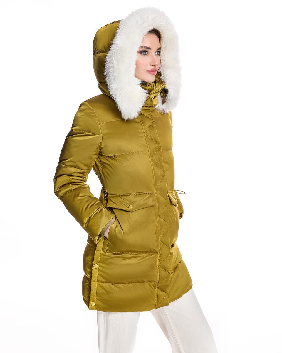 Julia & Stella by Maximilian Shearling Trimmed Puffer Coat Product Image