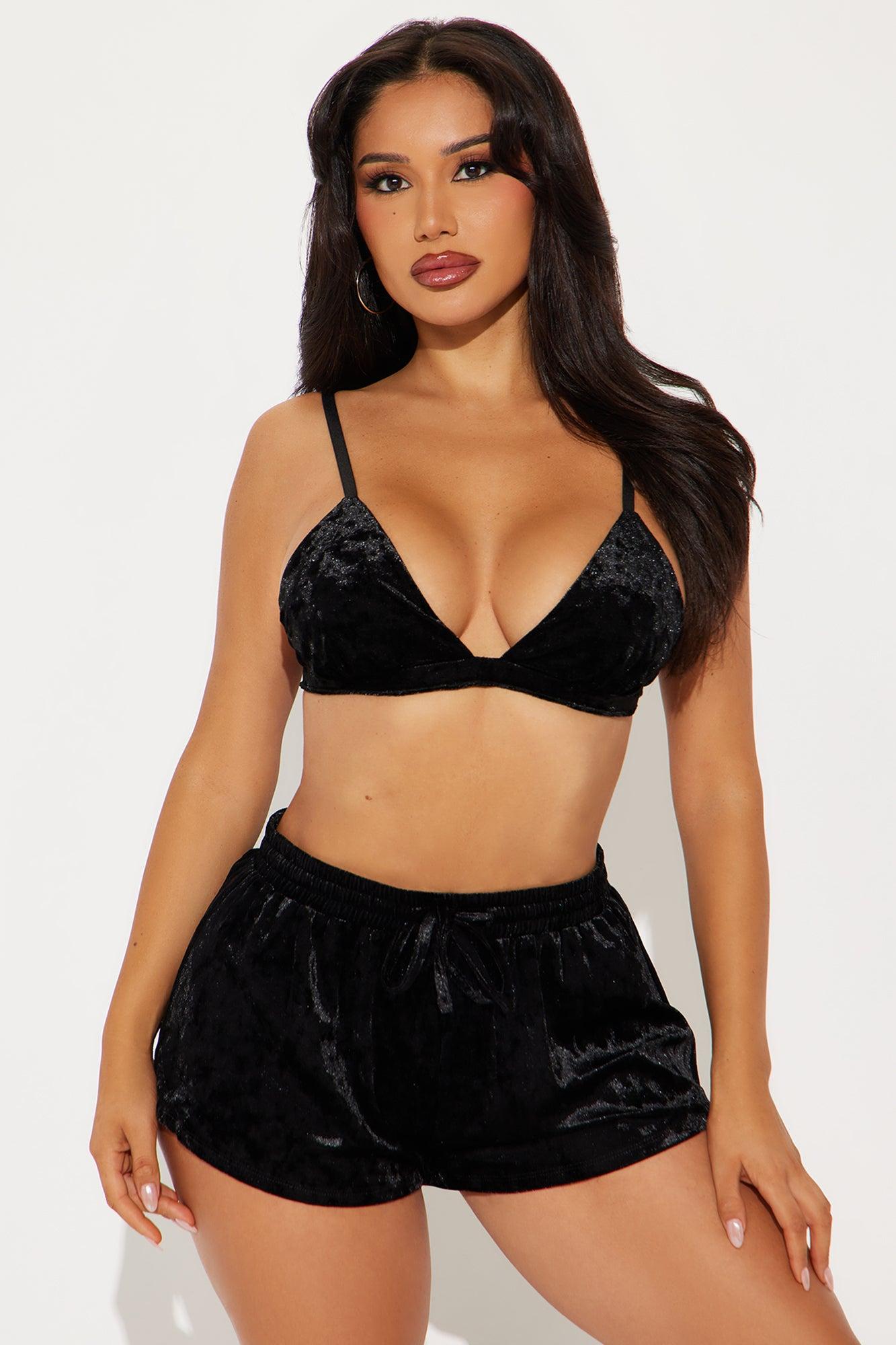 Rachel Velvet Luxe PJ Robe Set - Black Product Image