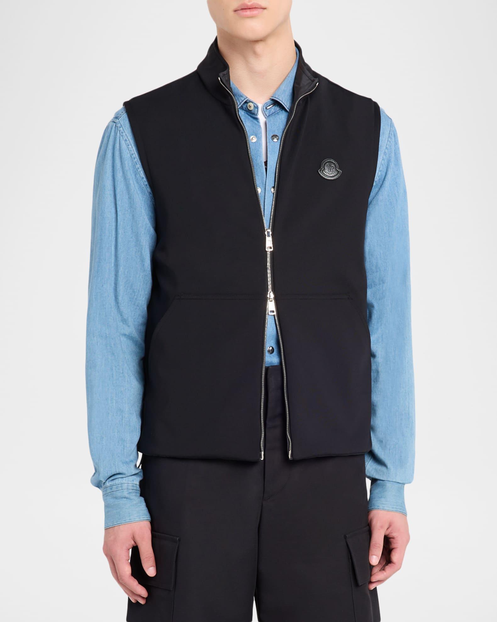 Men's Full-Zip Leather-Emblem Vest Product Image