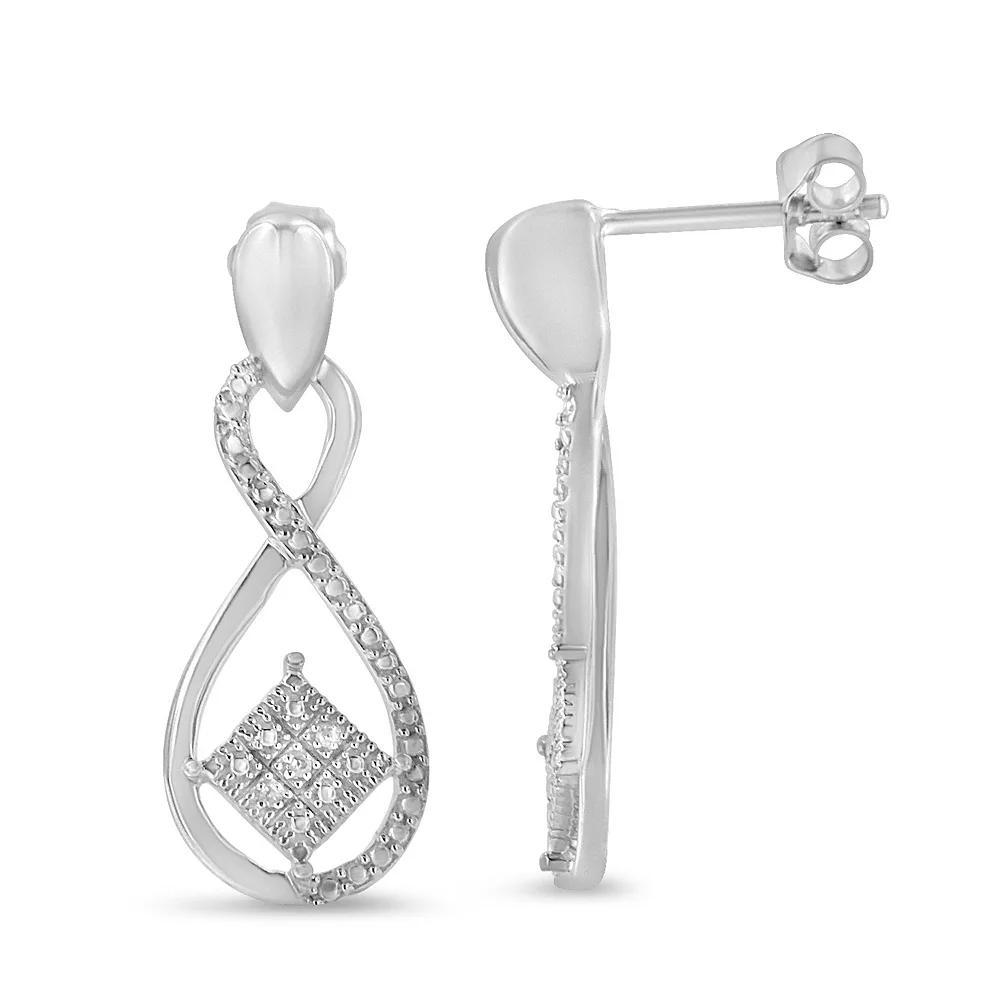 Haus of Brilliance Sterling Silver Diamond Accent Tilted Square & Infinity Drop Earrings, Women's Product Image