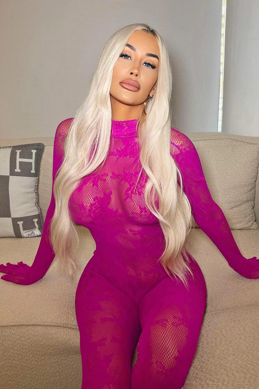 Frisky Instincts Glove Bodystocking - Hot Pink Product Image