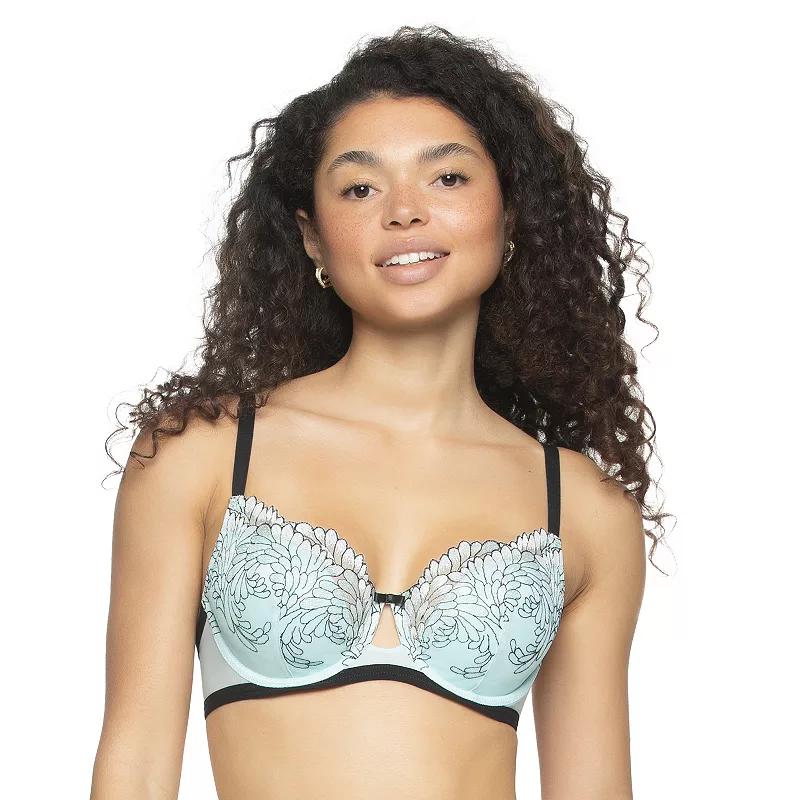 Paramour by Felina Aura Embroidered Tulle Overlay Contour Underwire Bra 125169, Women's, Size: 40 Ddd, Chiffon Blue Product Image