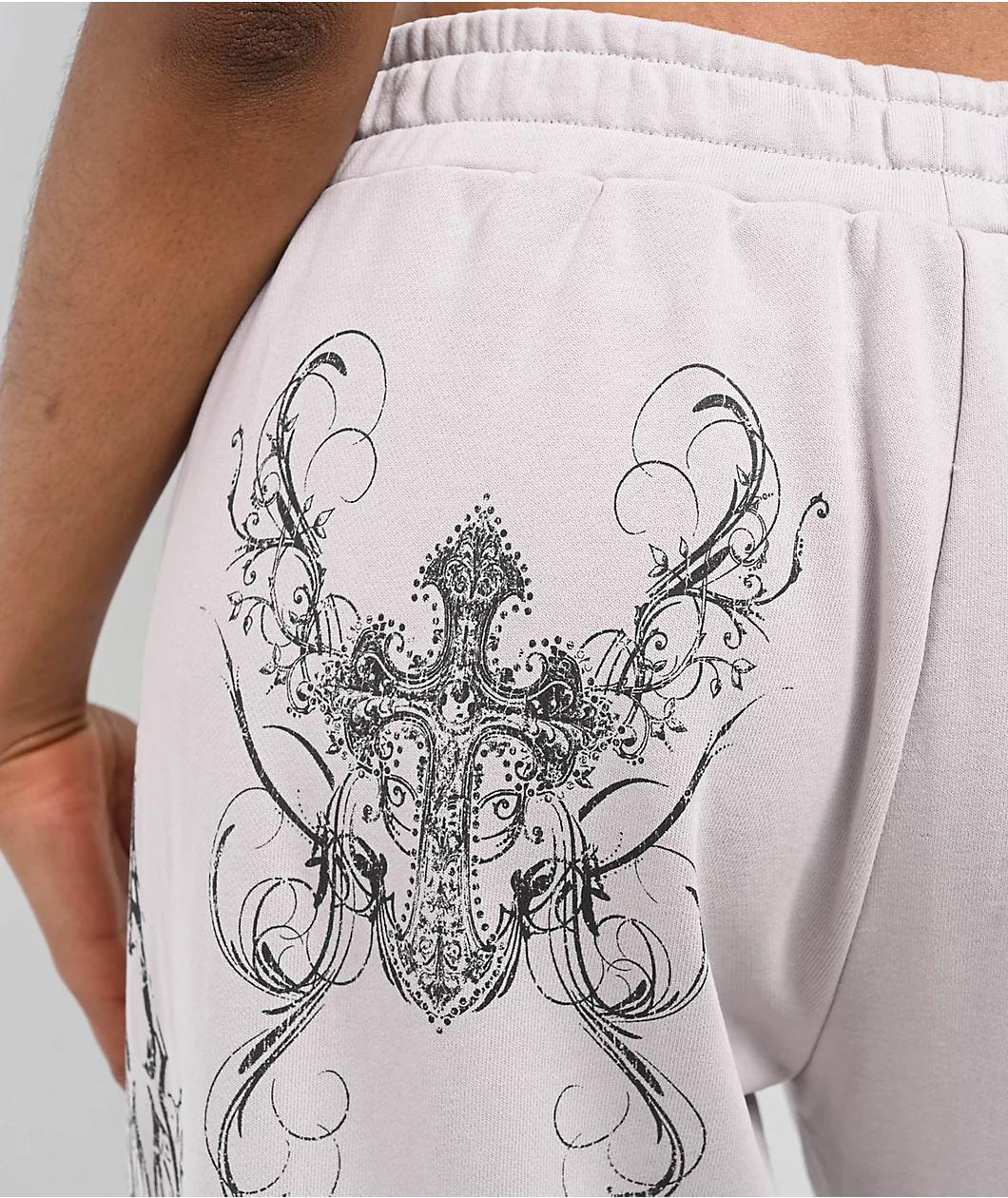 Insomnia Visuals Double Cross Grey Sweatpants Product Image