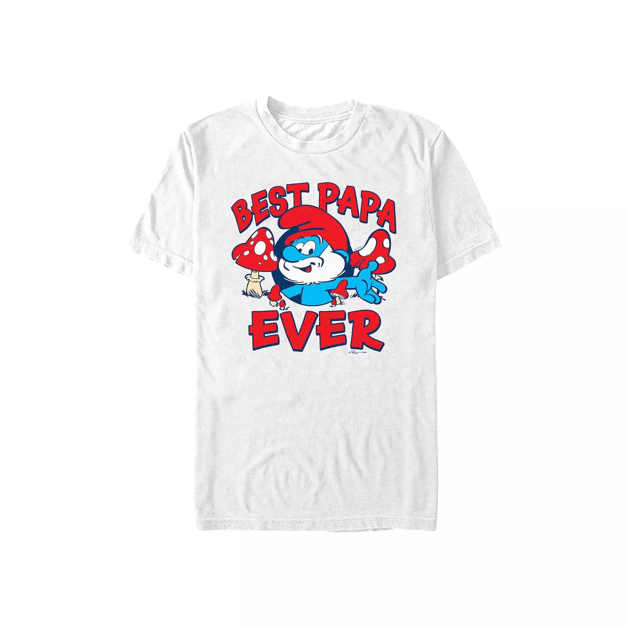Men's Smurfs Best Papa Ever Graphic Tee, Size: Medium, White Product Image