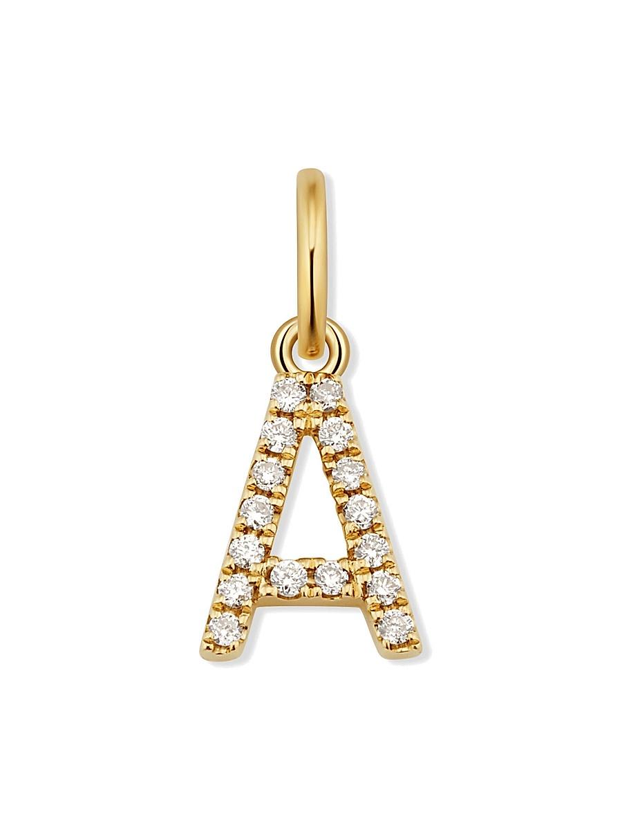 Womens 14K Yellow Gold My Letter Diamond Initial Pendant Charm Product Image