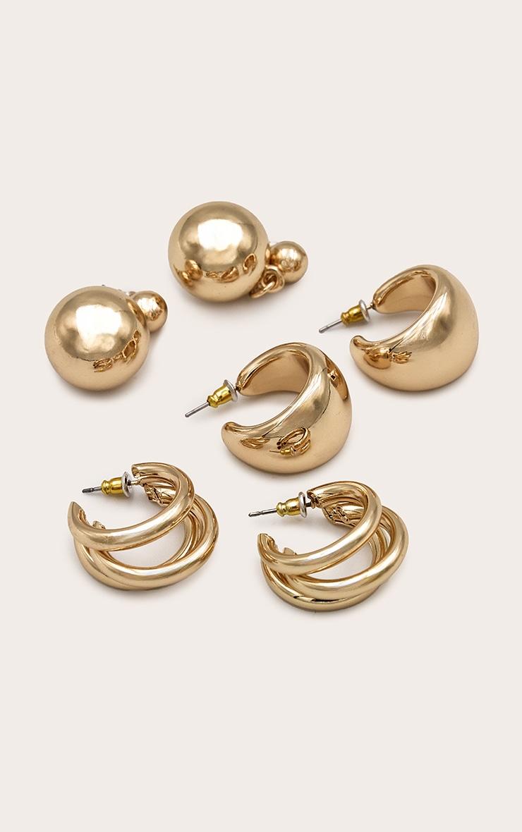 Gold Assorted Chunky Hoop Earrings Multipack Product Image