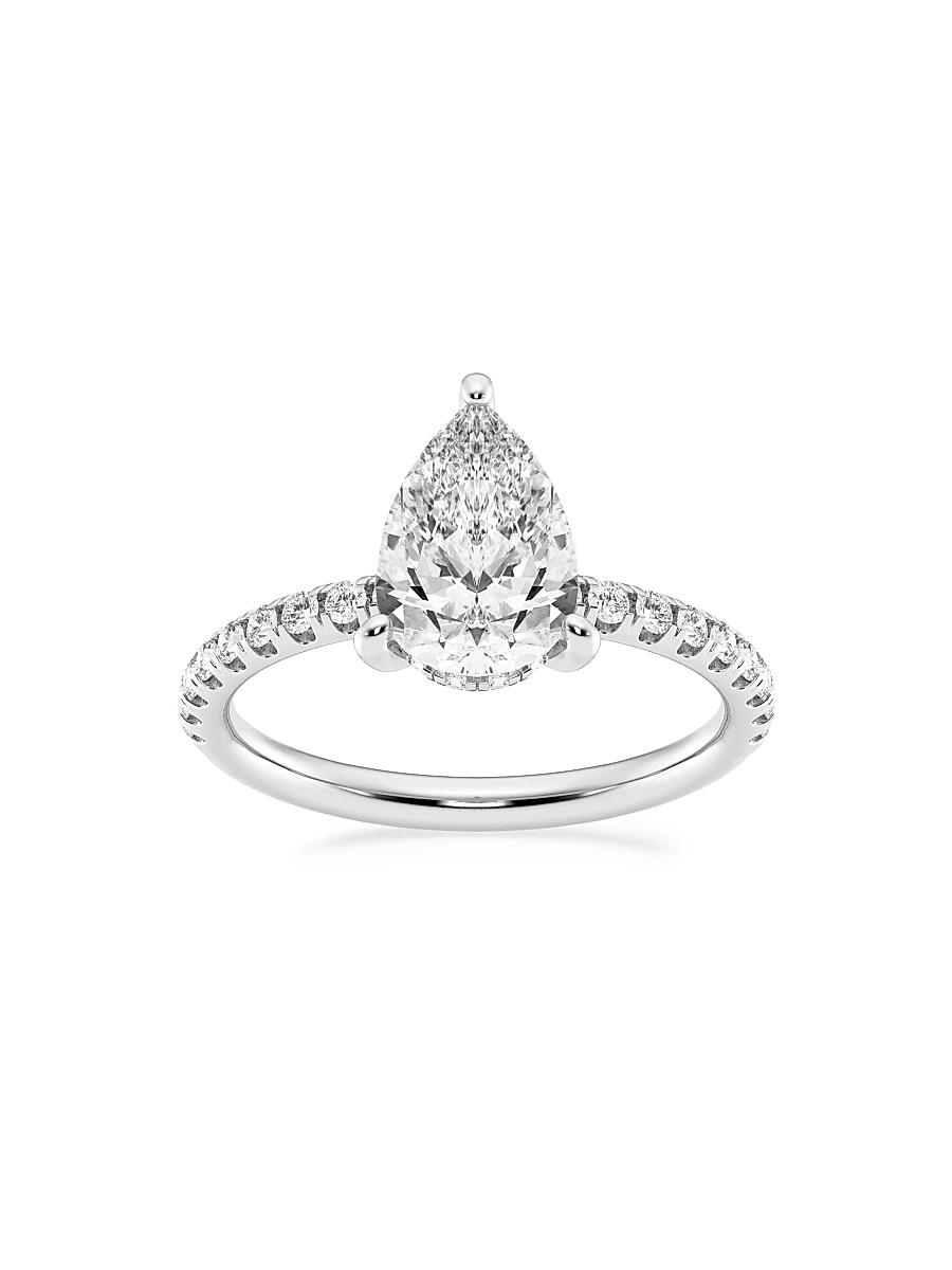 Womens 14K White Gold & Pear-Cut Lab-Grown Diamond Hidden Halo Ring/0.80-3.41 TCW Product Image
