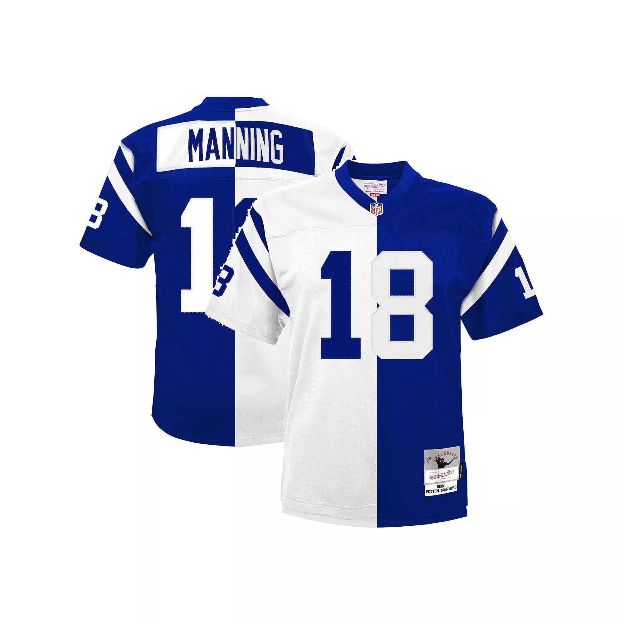 Men's Mitchell & Ness Peyton Manning Royal/White Indianapolis Colts 1998 Split Legacy Replica Jersey, Size: Medium, Blue Product Image