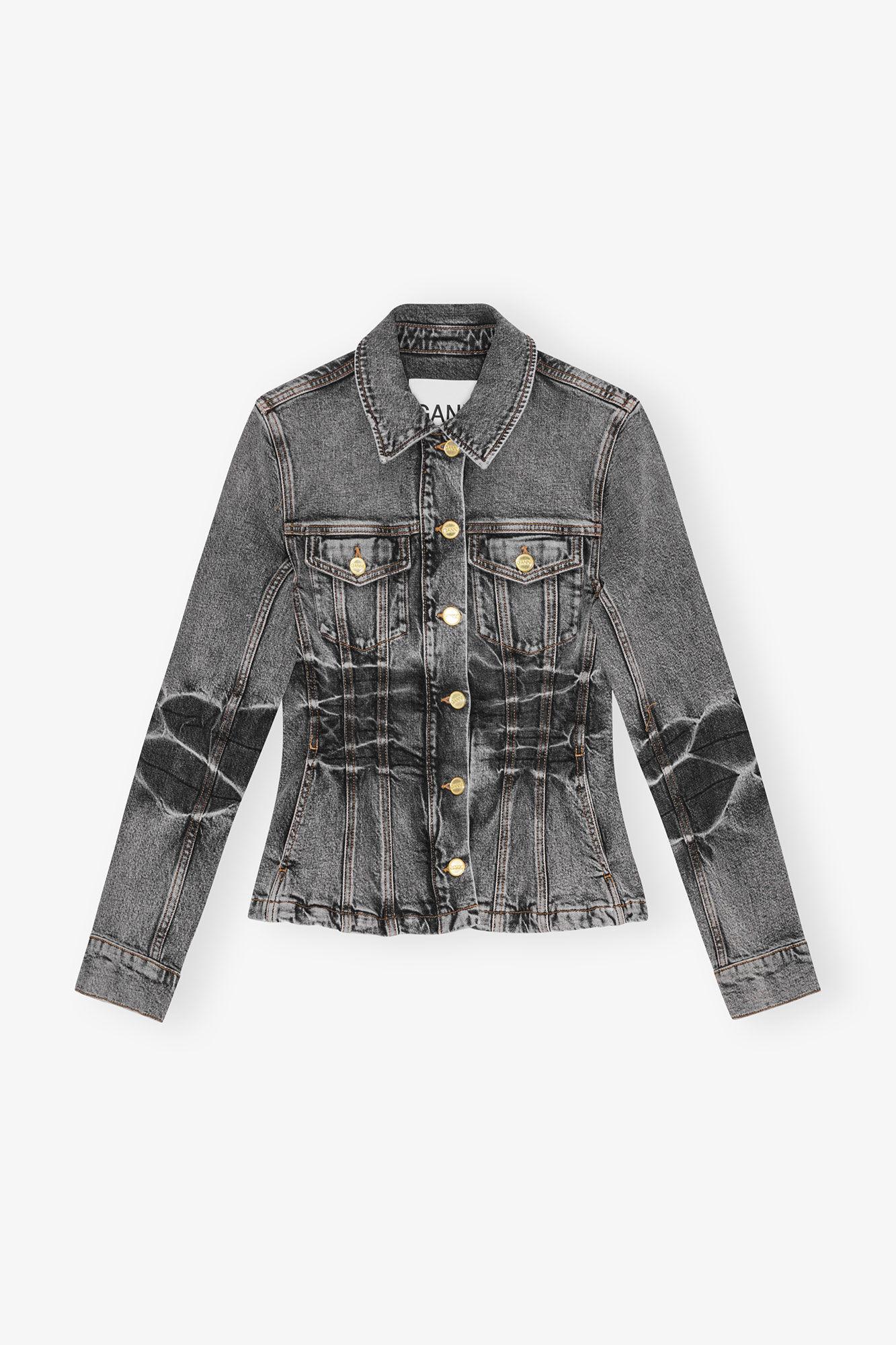 Black Washed Denim Jacket Product Image