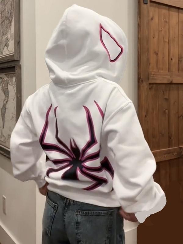 Punk Spider Print Oversized Hoodie Product Image