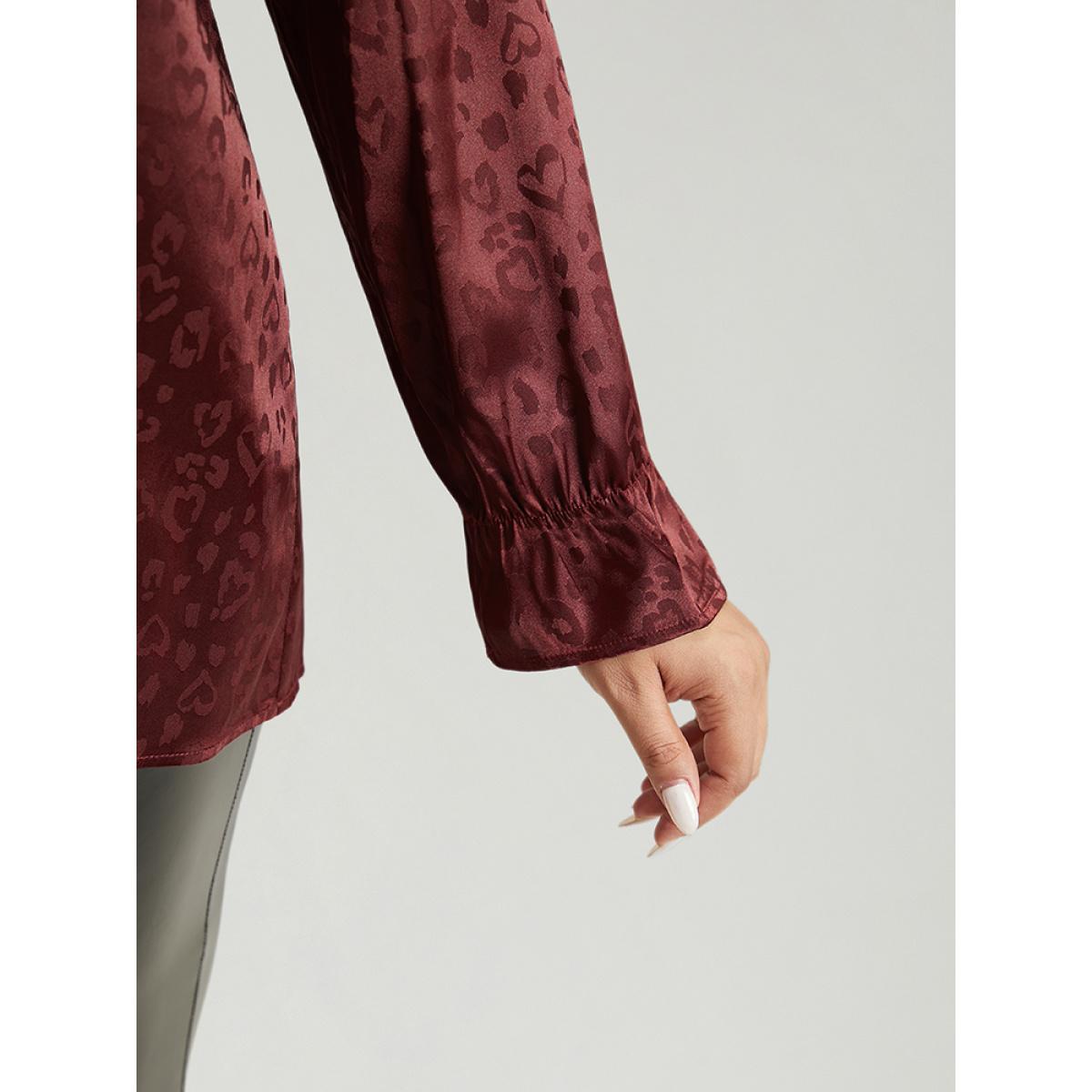 Plus Size Scarlet Solid Knot Neck Frill Trim Flutter Sleeve Blouse Women Glamour Long Sleeve Tie Neck Festival-Christmas Blouses BloomChic 14-16/1X Product Image