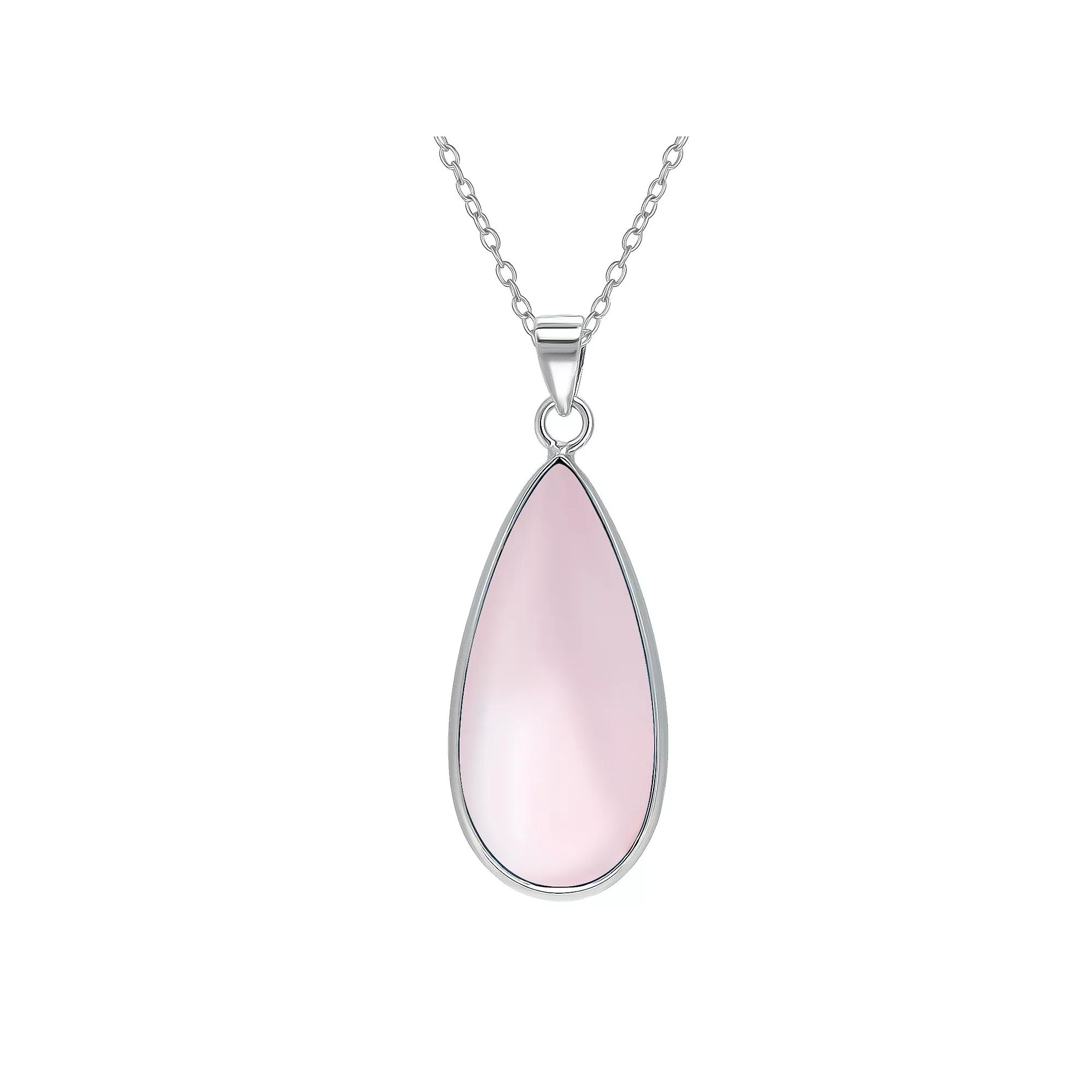 Aleure Precioso Sterling Silver Pear Shaped Gemstone Drop Pendant Necklace, Women's, Size: 18", Pink Product Image