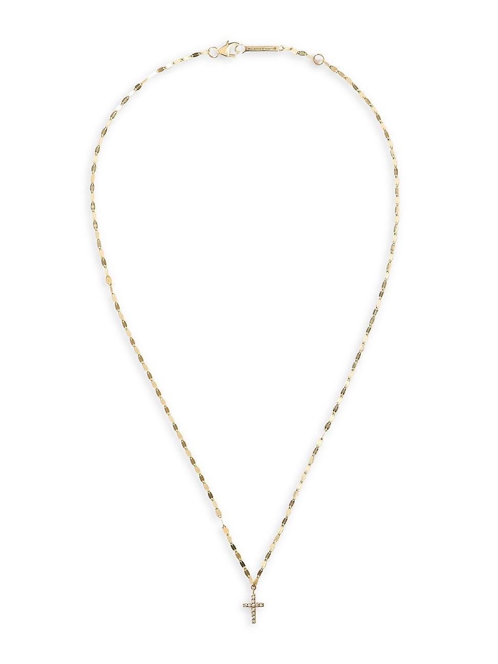 Womens 14K White Gold & 0.05 TCW Diamond Cross Pendant Necklace Product Image