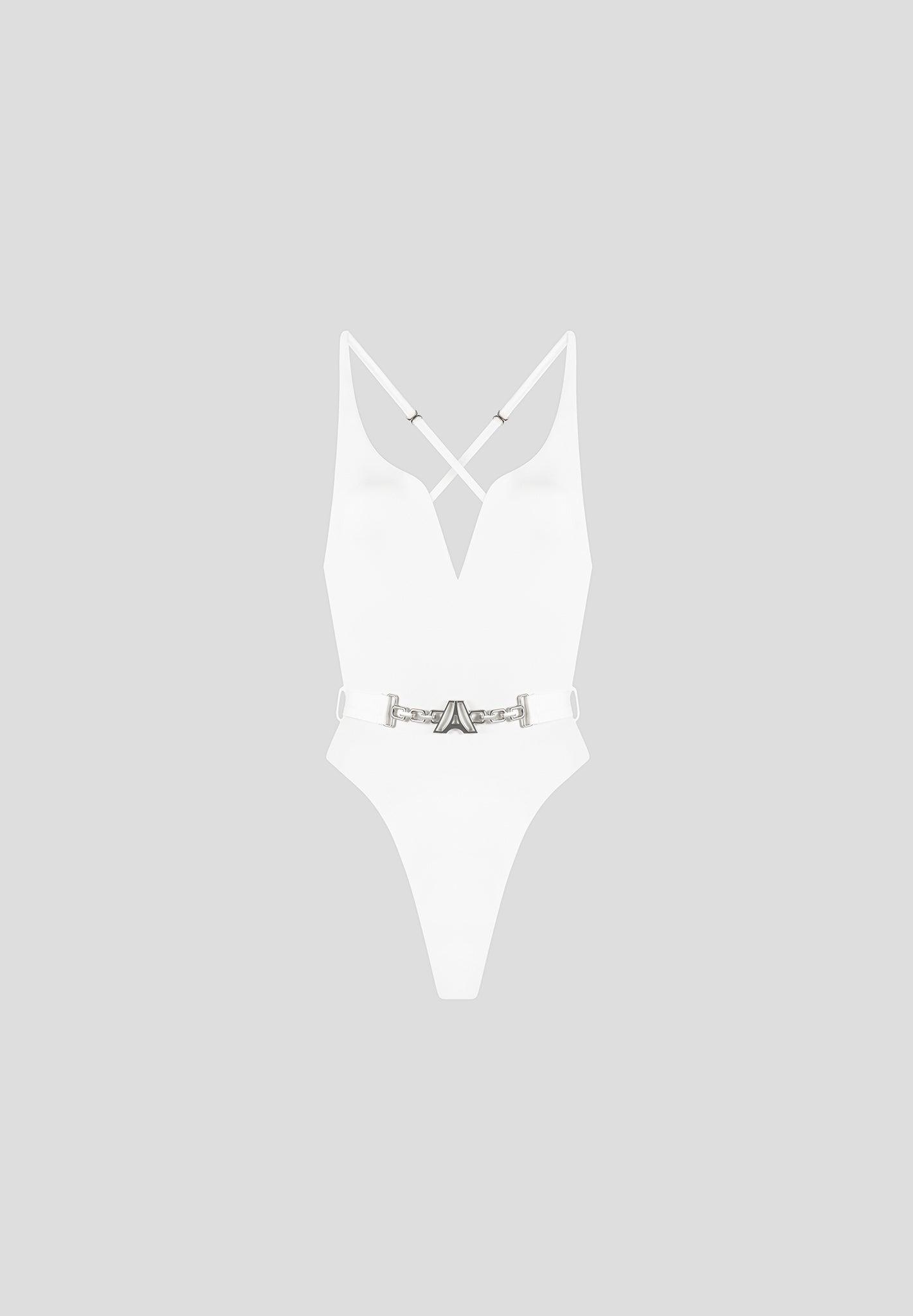 Eiffel Belted Swimsuit - Off White Female Product Image