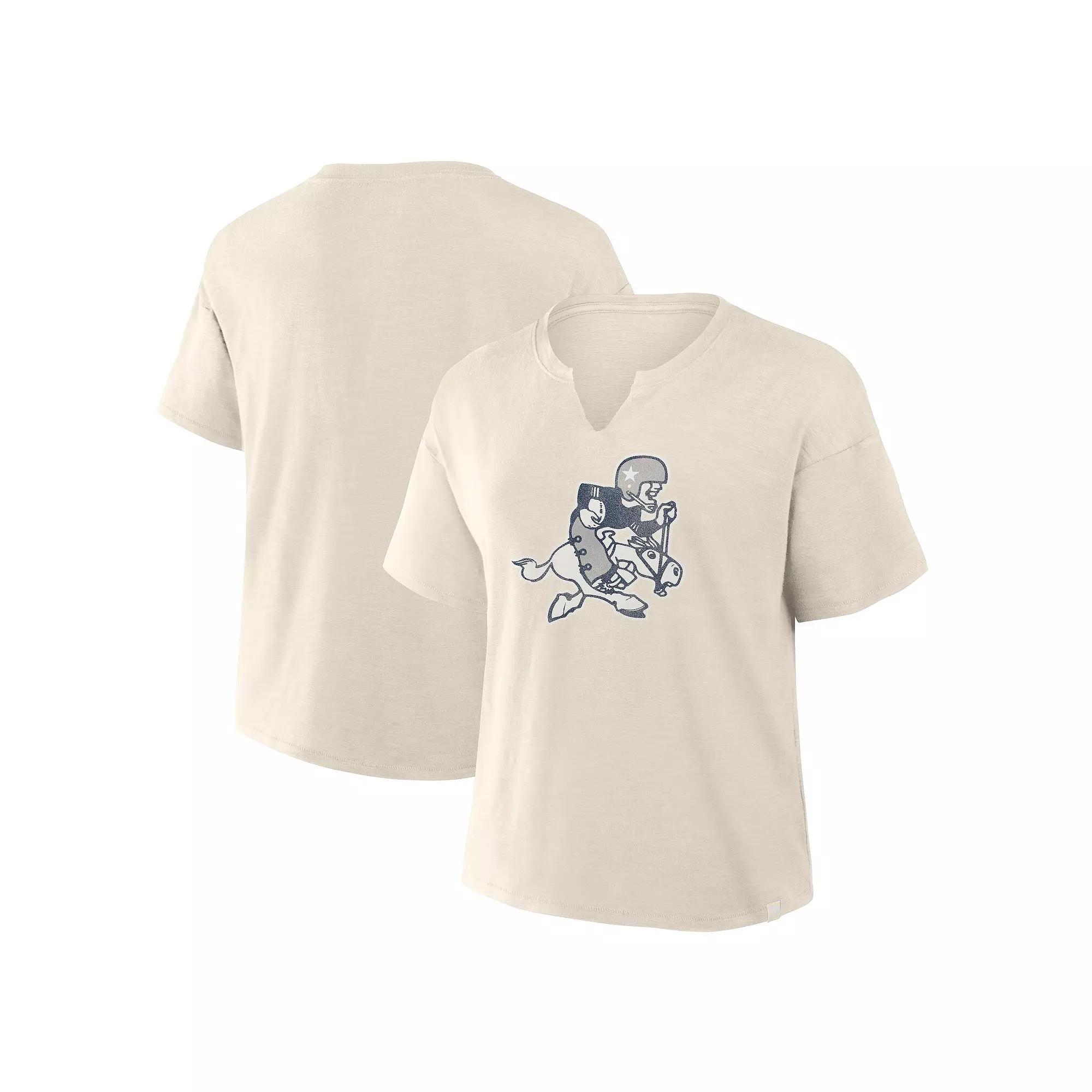 Women's Fanatics Cream Dallas Cowboys Slub V-Neck T-Shirt,  Product Image