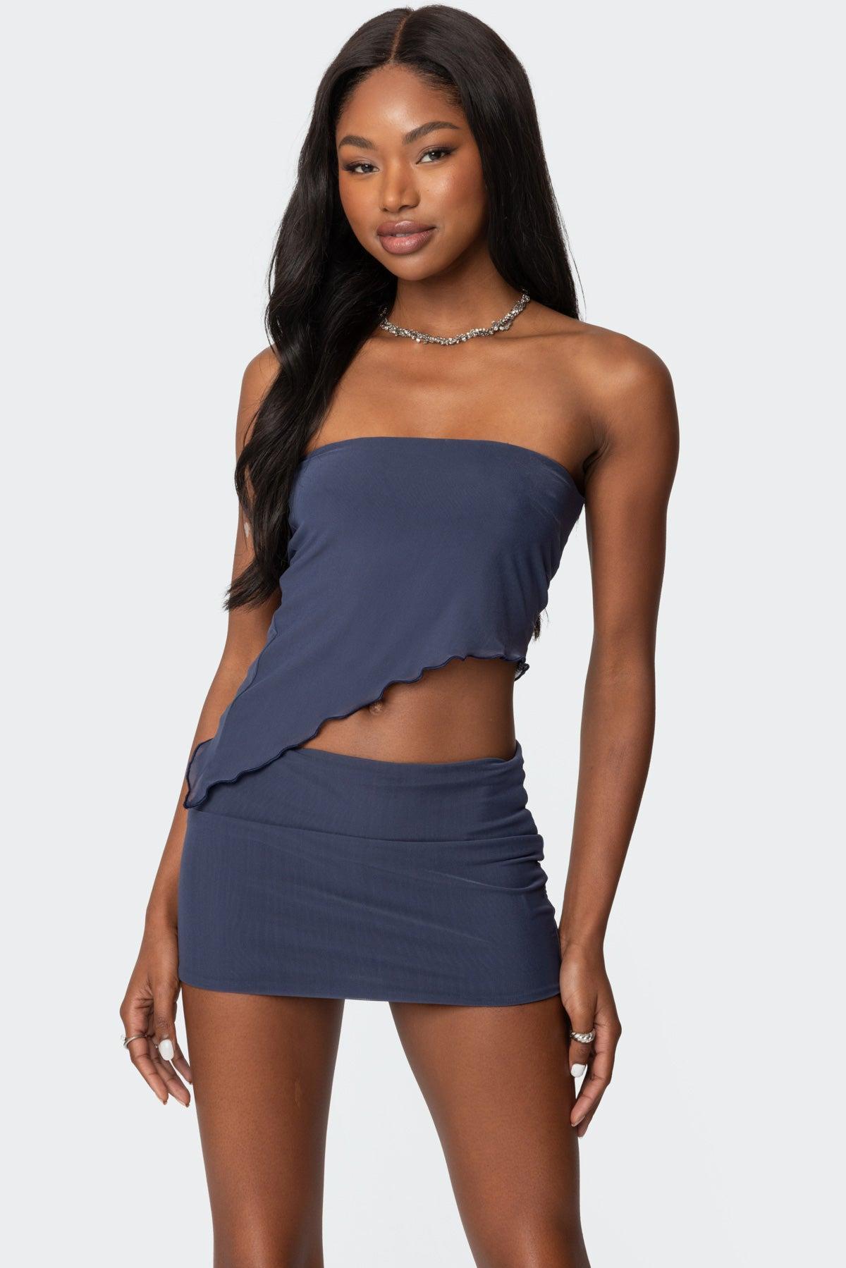 Vivi Mesh Asymmetric Tube Top Product Image