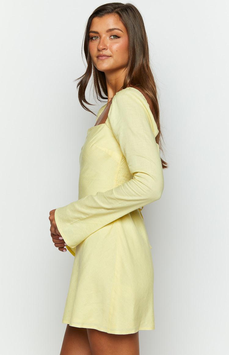 Arna Yellow Long Sleeve Mini Dress Product Image