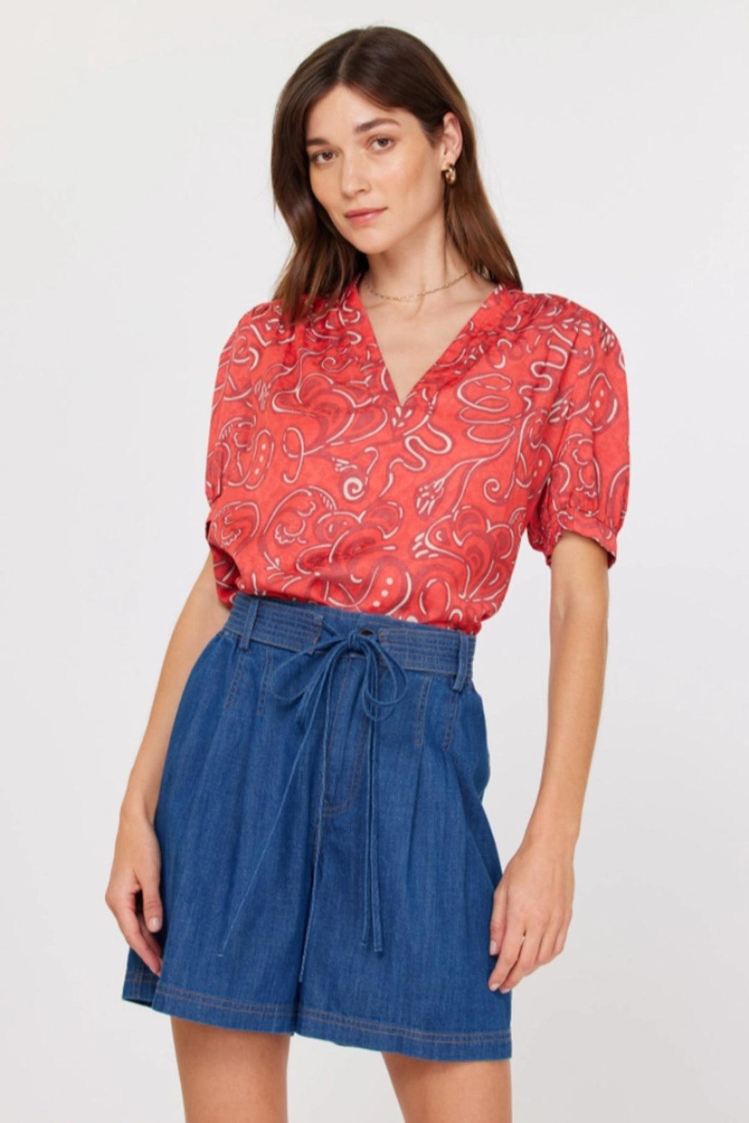 Pleated Denim Shorts W/Removable Belt Product Image