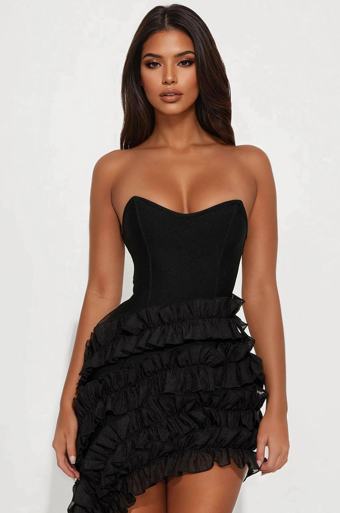 All Mine Ruffle Bandage Maxi Dress - Black Product Image